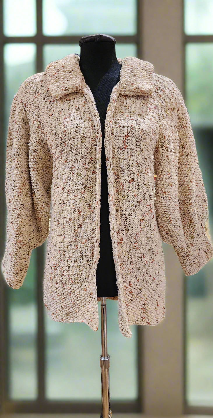 Sweater cotton biege sqaure print