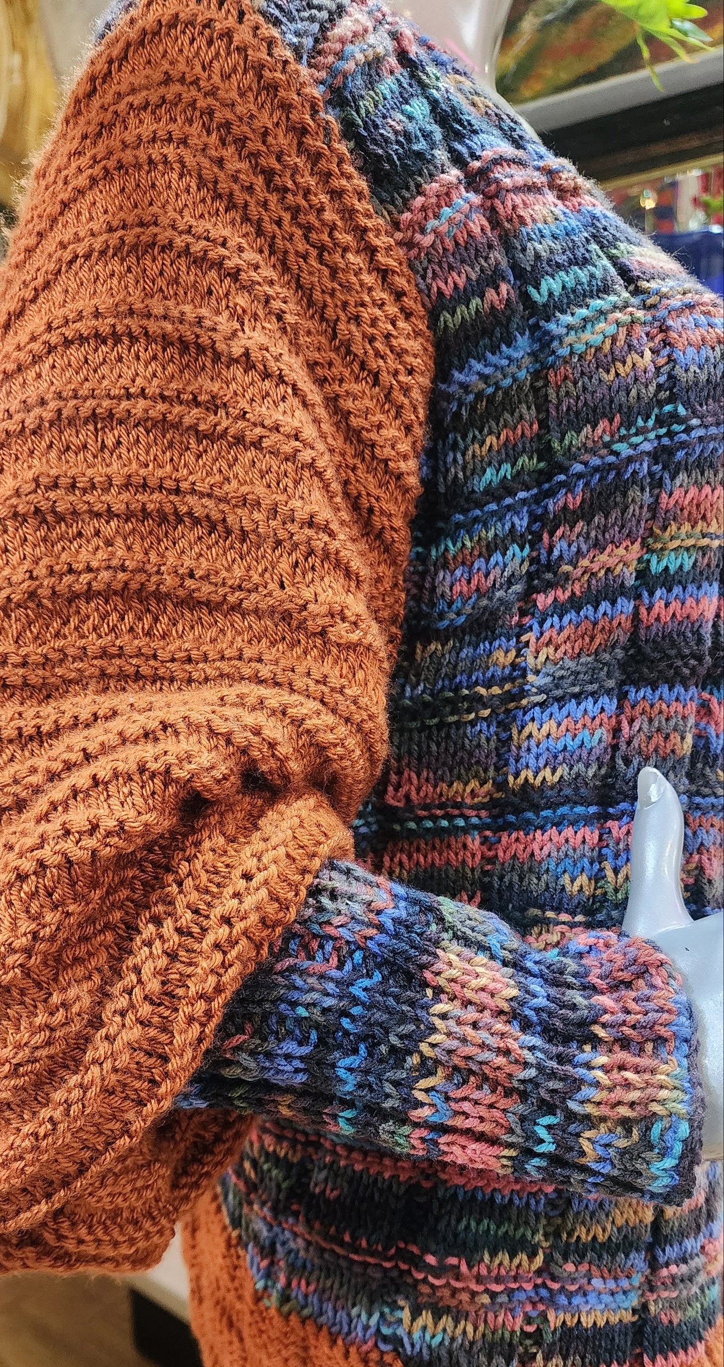 Sweater rust boho knit coat