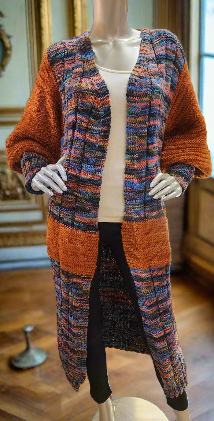 Sweater rust boho knit coat