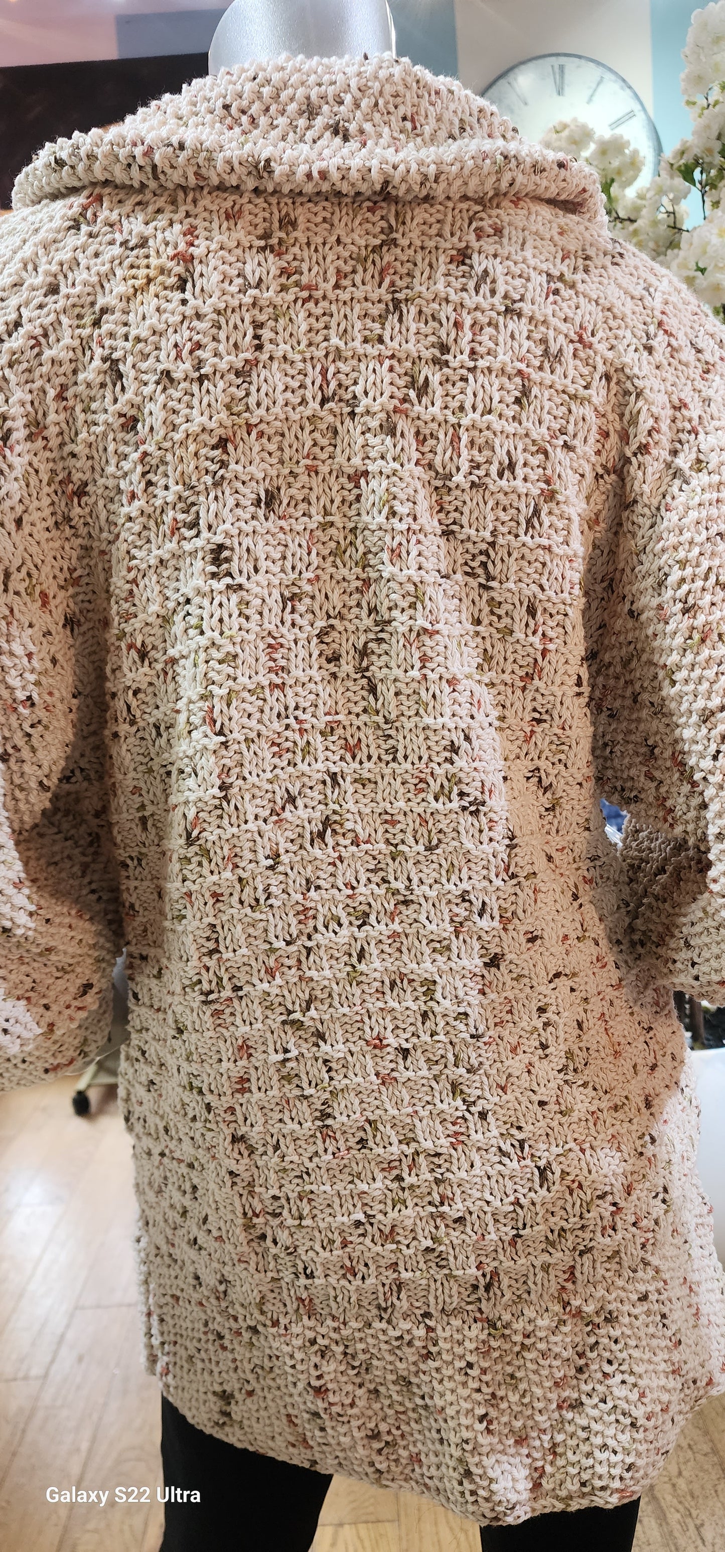 Sweater cotton biege sqaure print