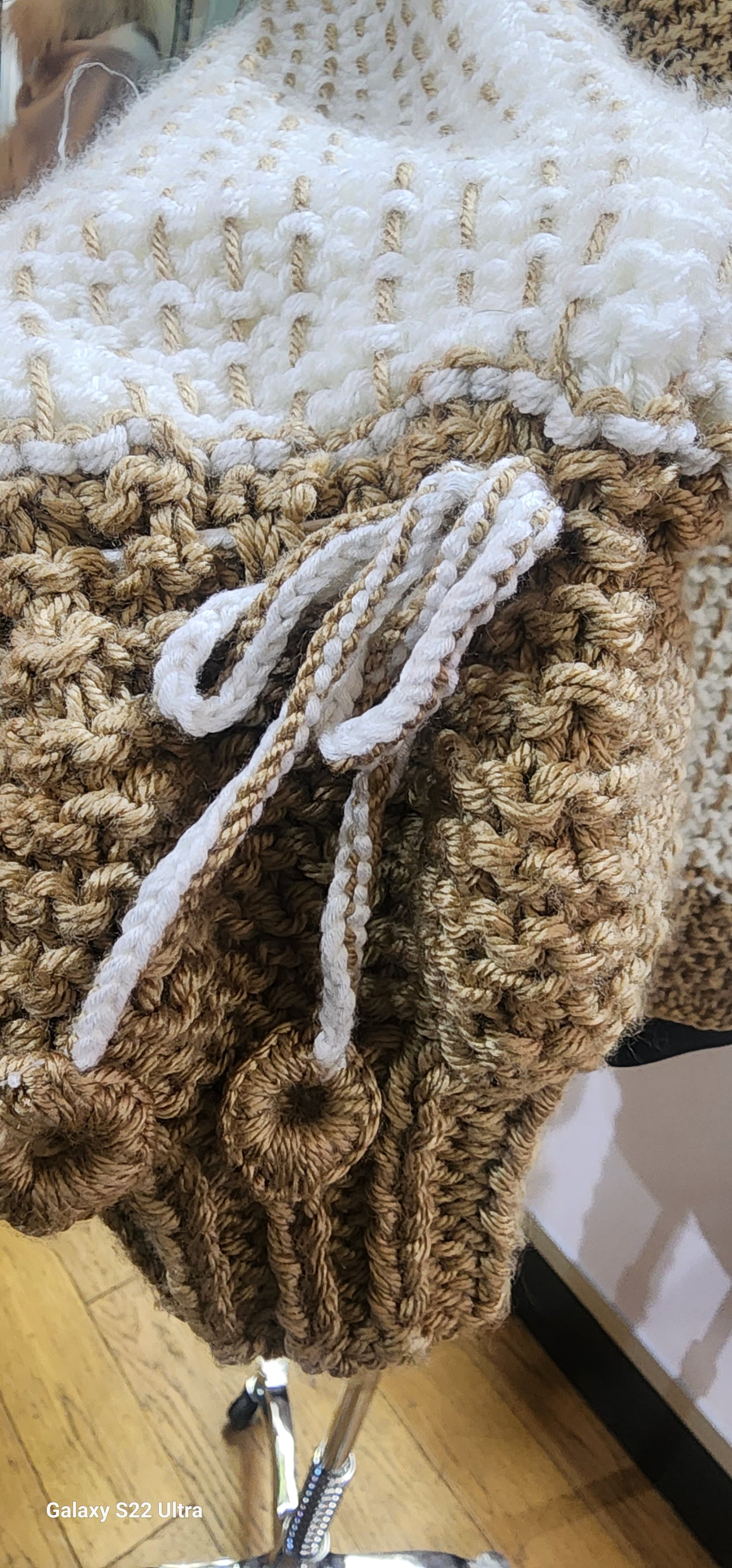 Sweater beige and cream with tassel