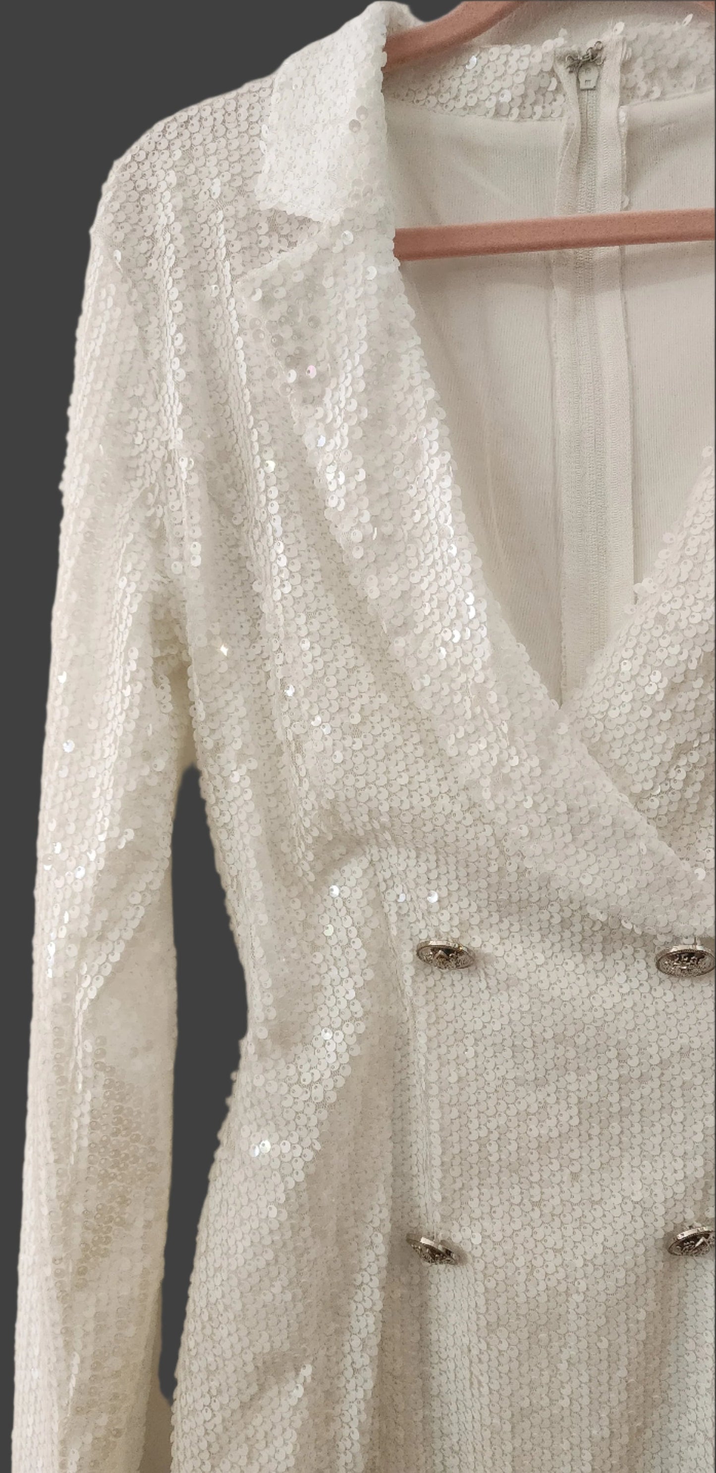 Dress white tuxedo style sequence