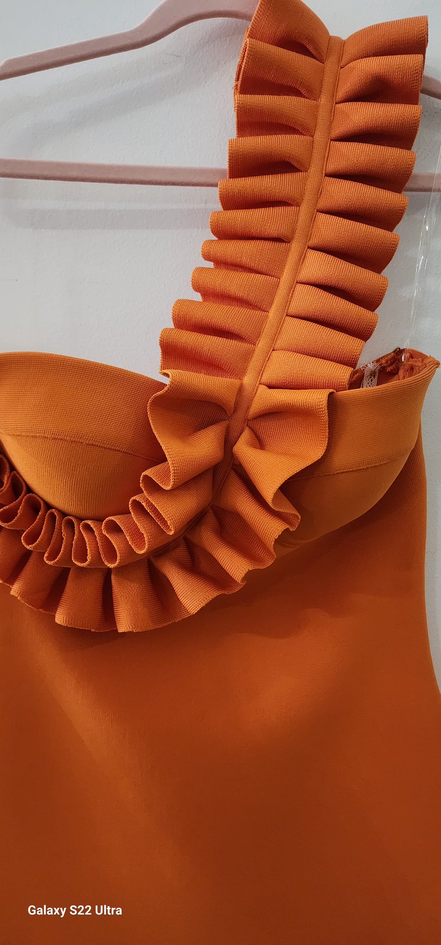 Dress Orange ruffle bodycon