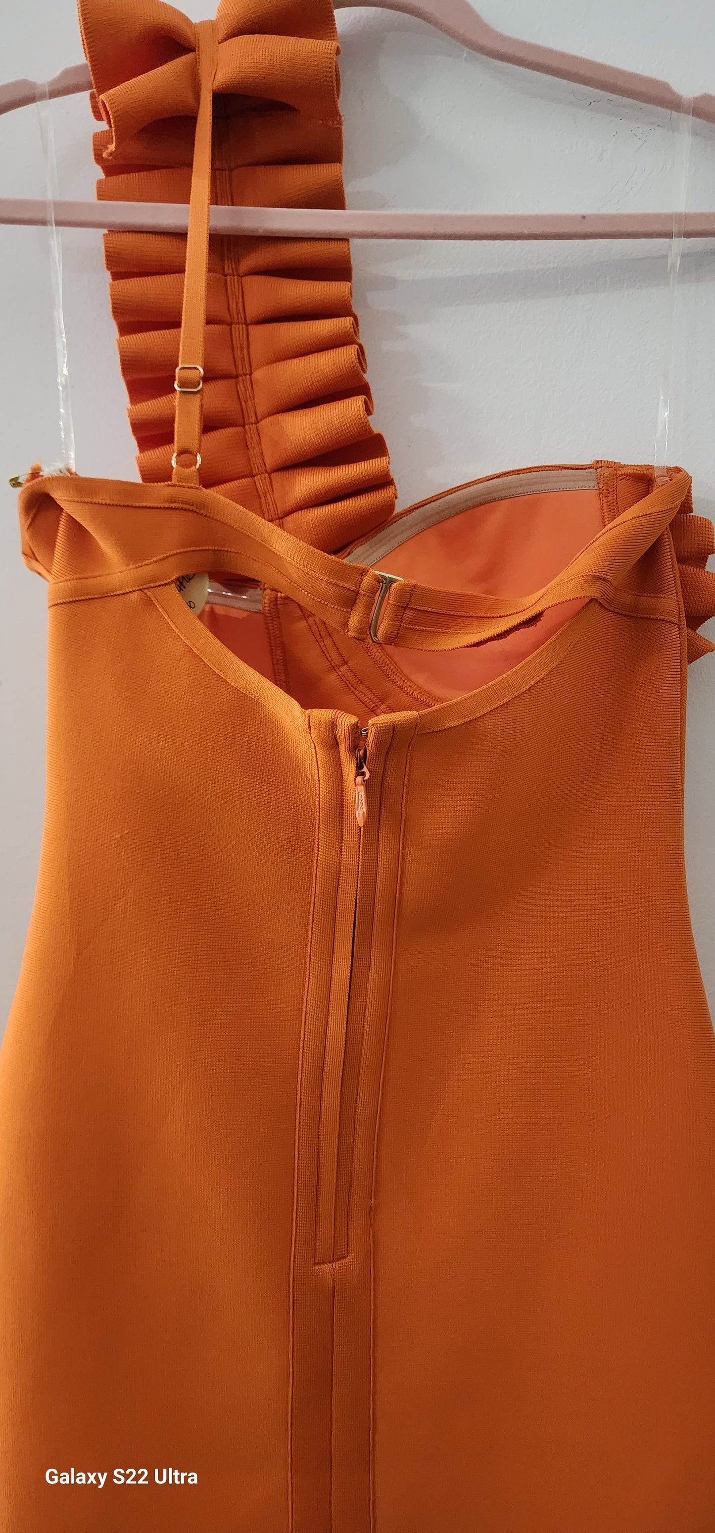 Dress Orange ruffle bodycon