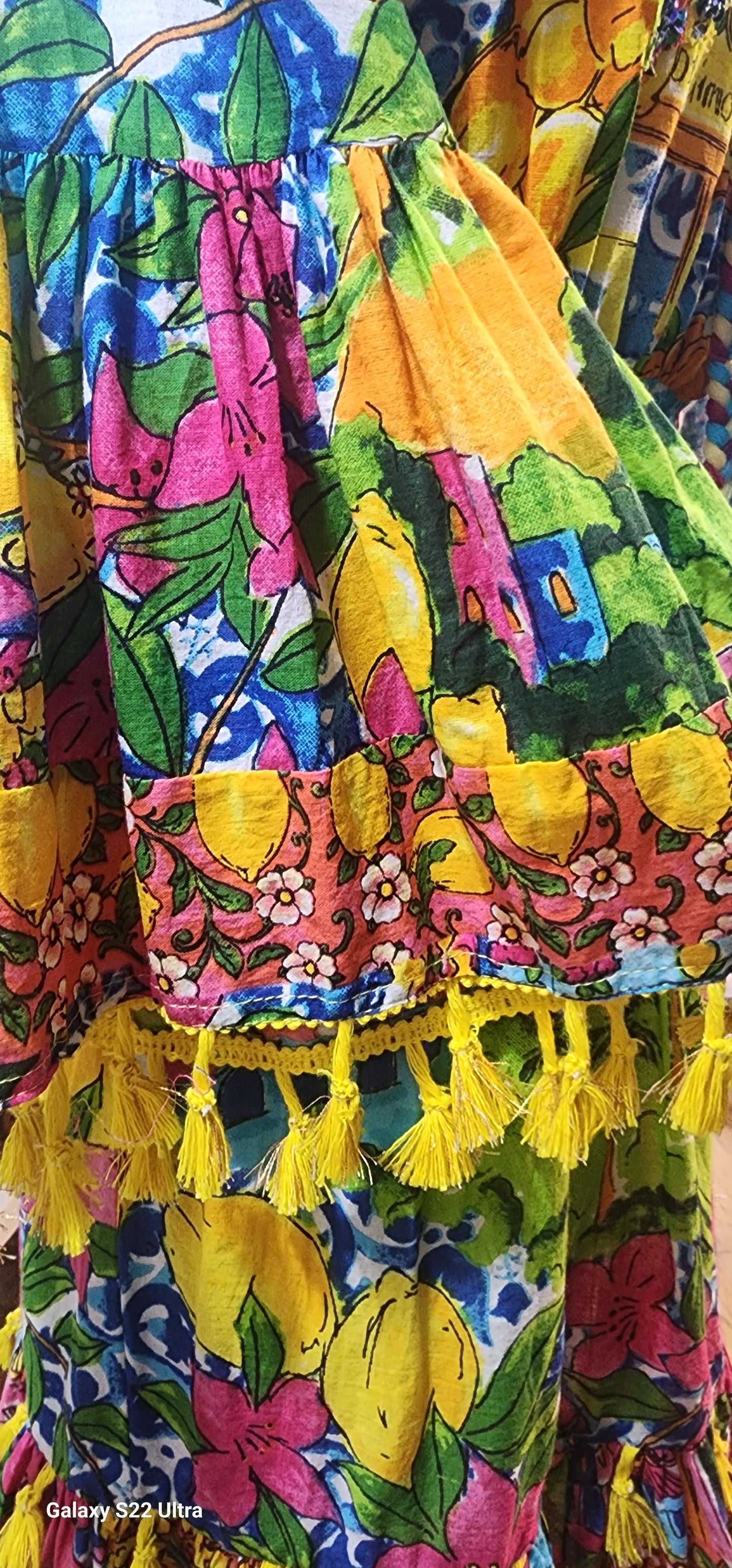 Amalfi Lemon flare dress aqua tassel