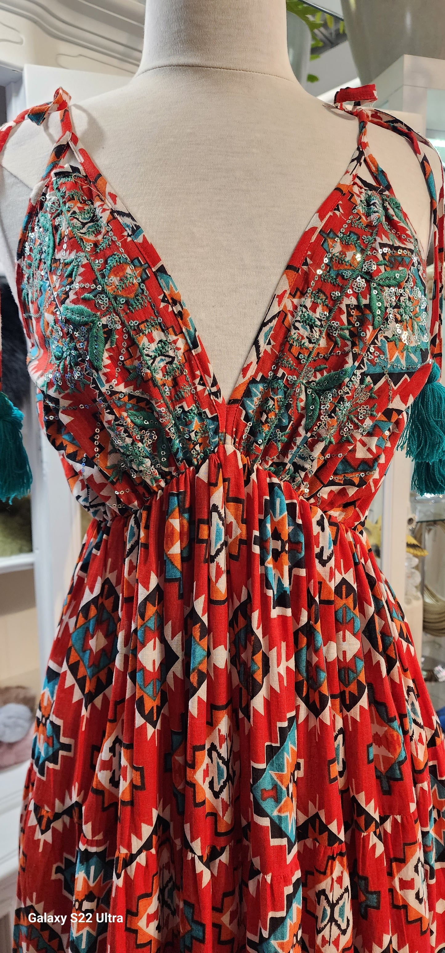 Amalfi red spaghetti strap maxi dress