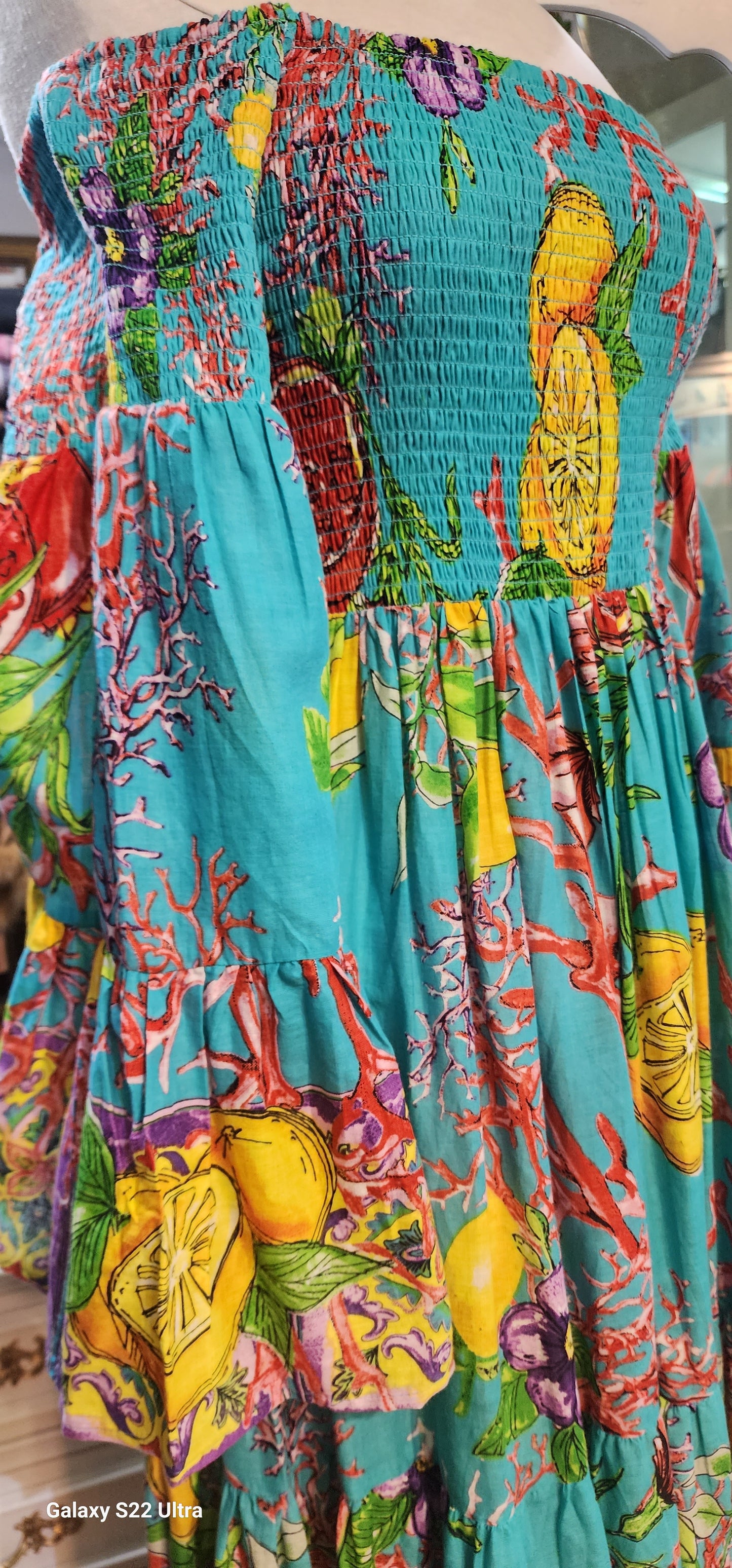 Amalfi Long maxi turquoise with lemons