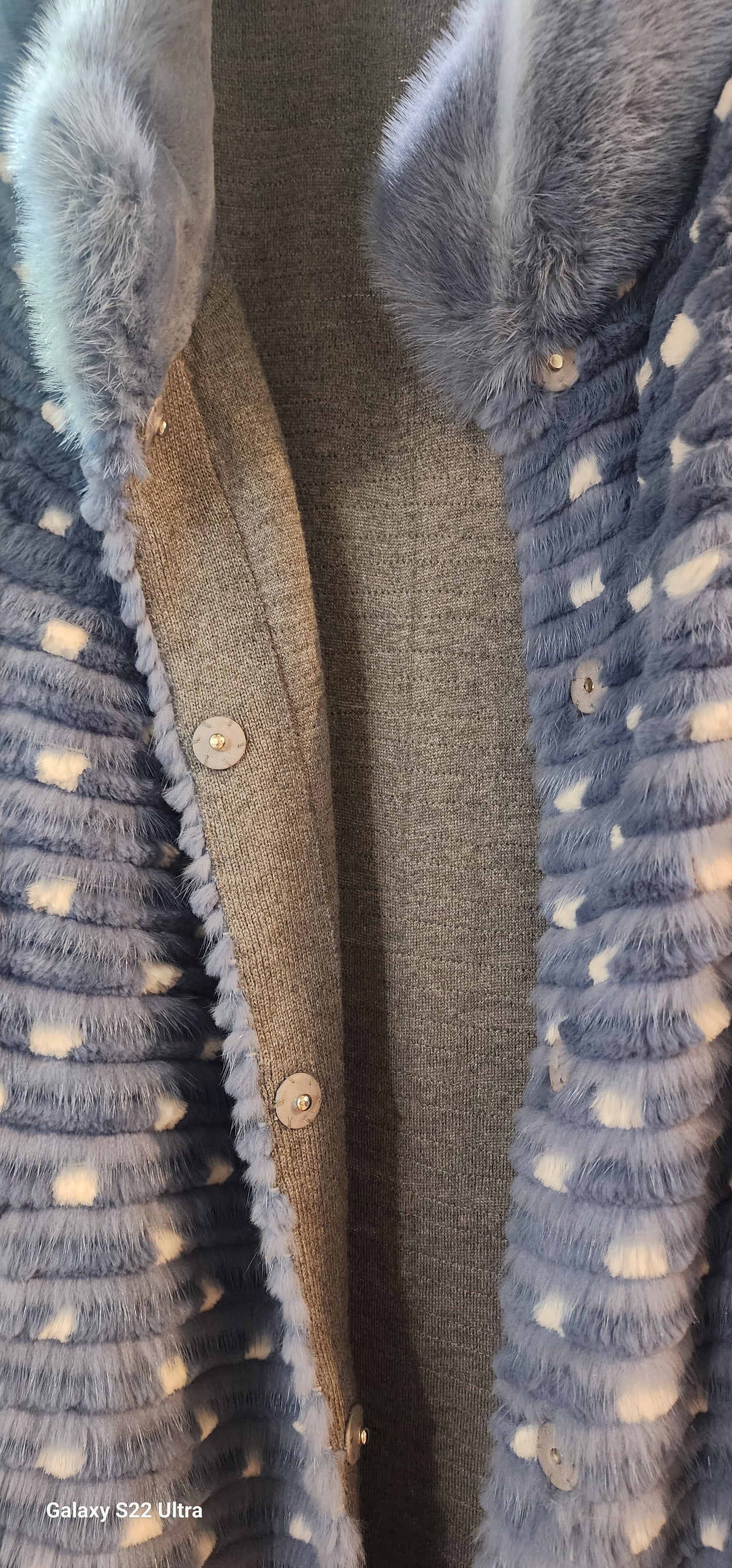 Coat Baby blue Mink coat white dots