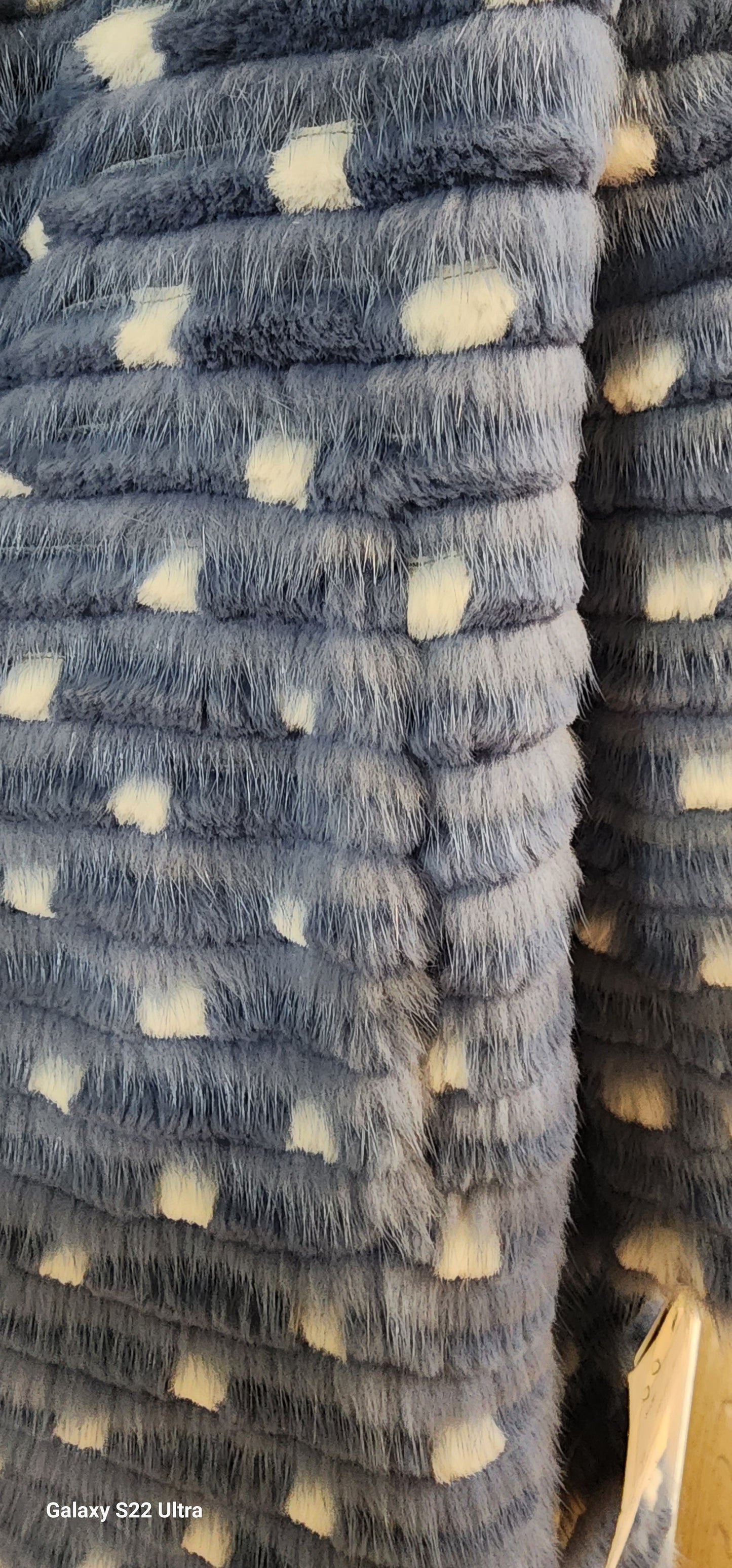 Coat Baby blue Mink coat white dots