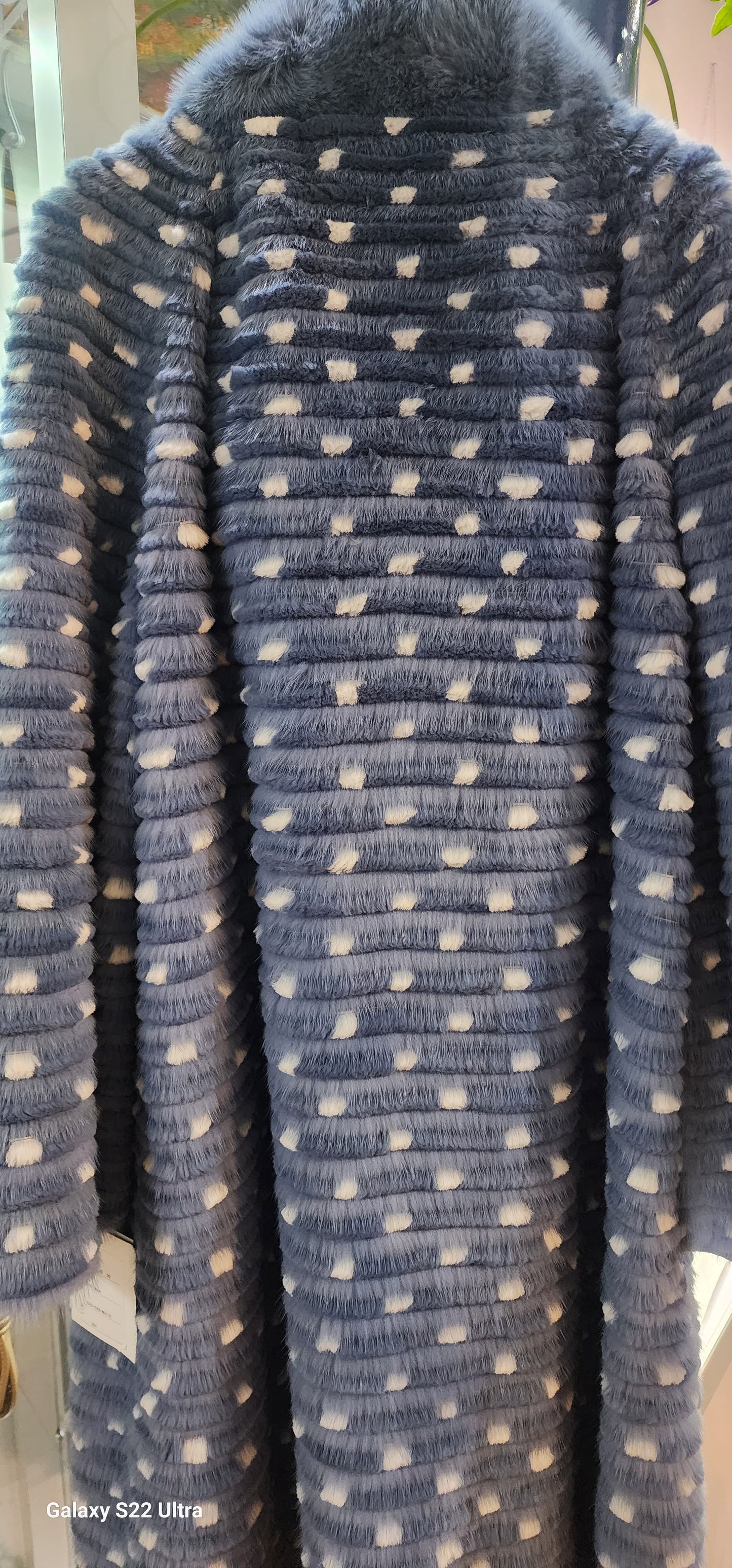 Coat Baby blue Mink coat white dots