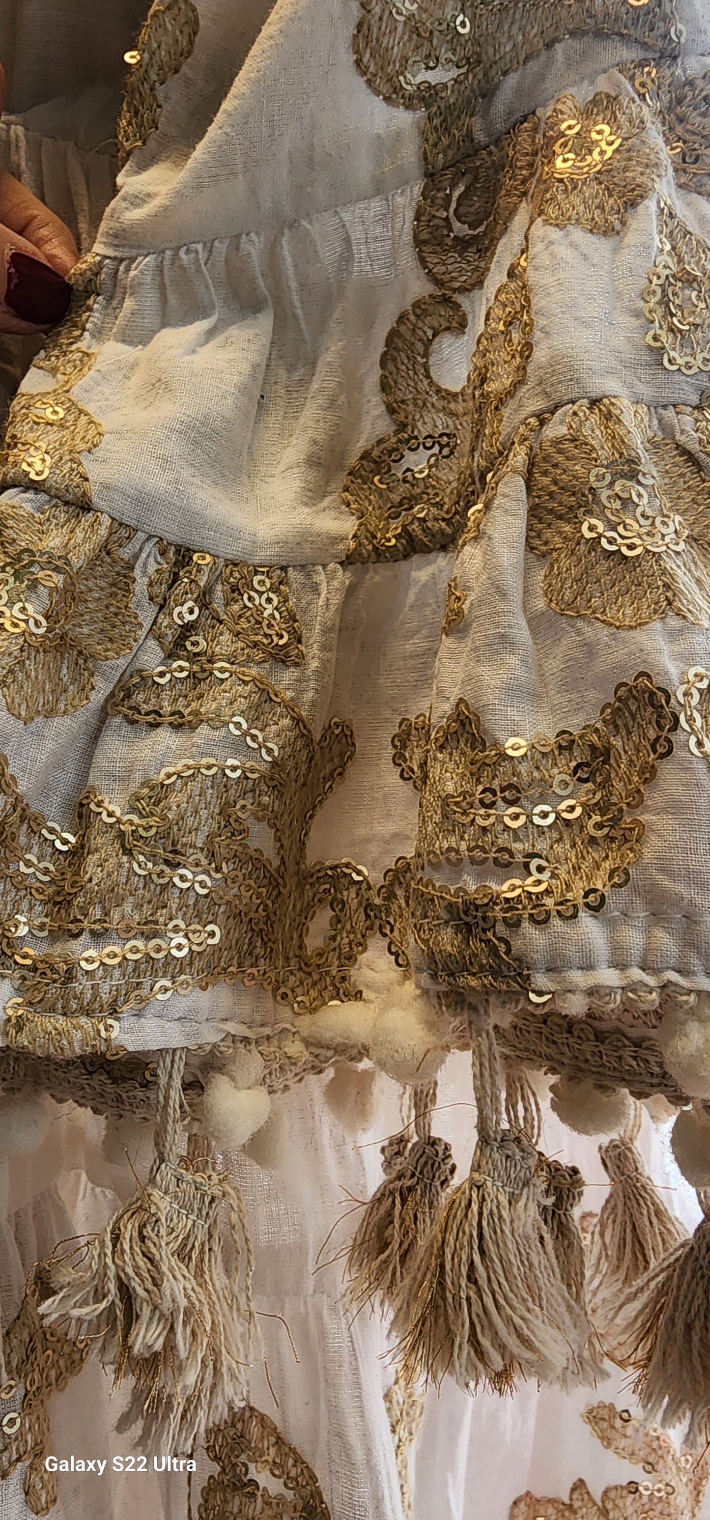 Amalfi antique gold embroidered boho dress