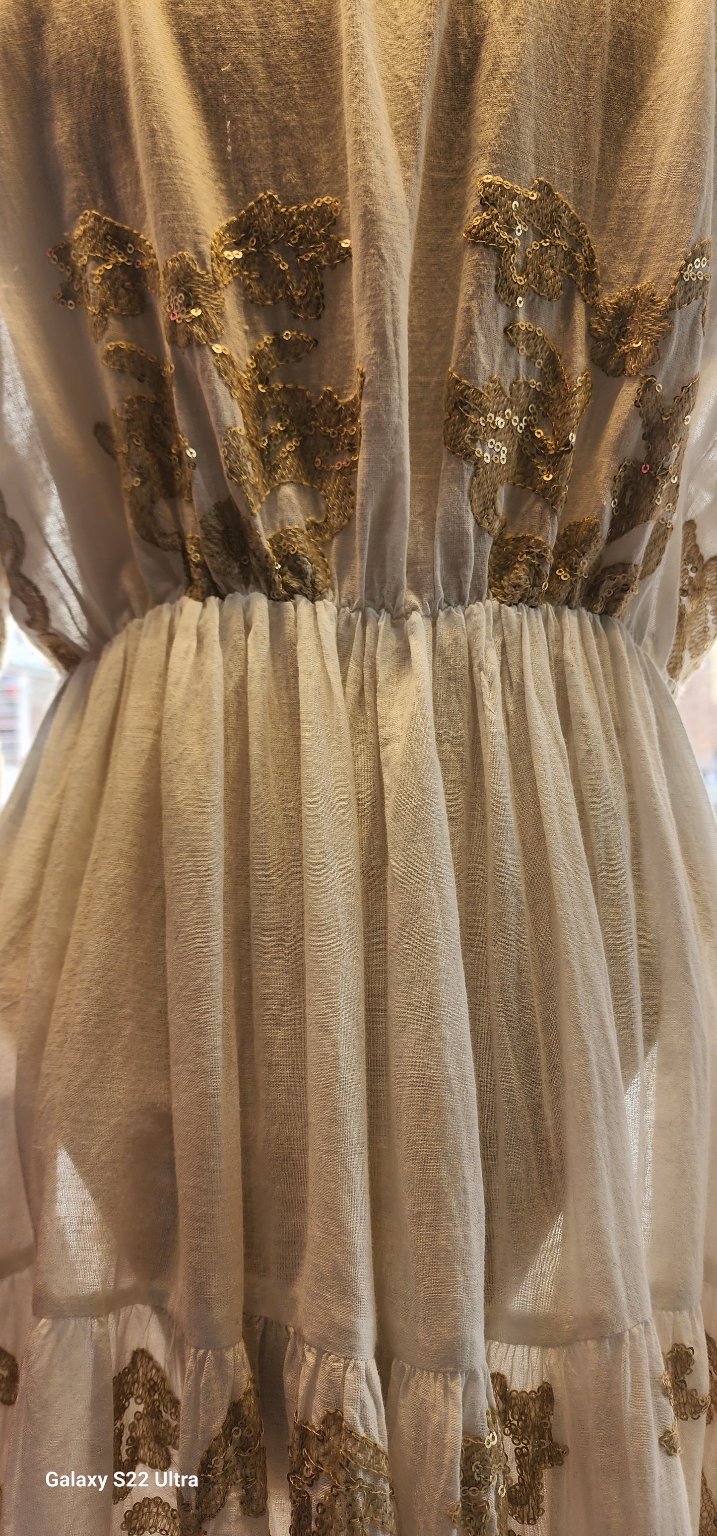 Amalfi antique gold embroidered boho dress