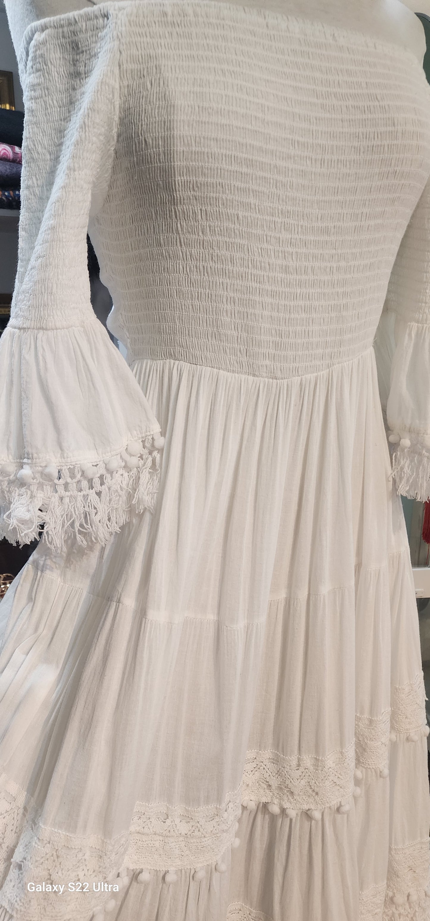 Amalfi Beautiful white tassel maxi dress