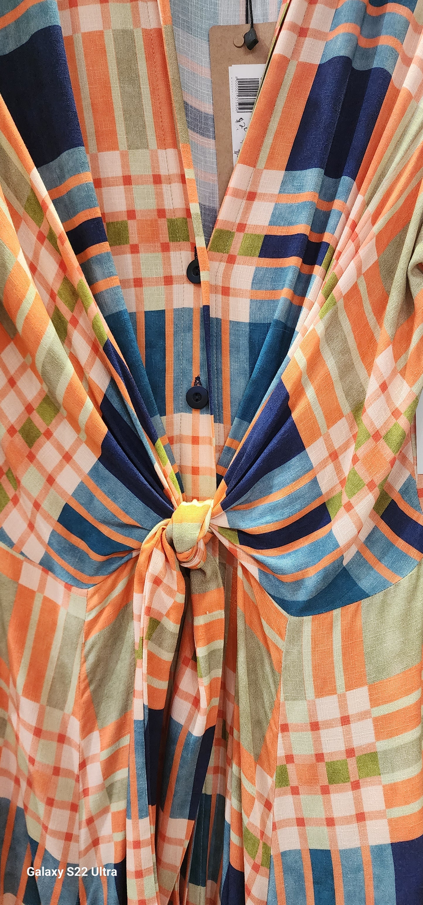 Barcelona Orange Summer tartan maxi dress