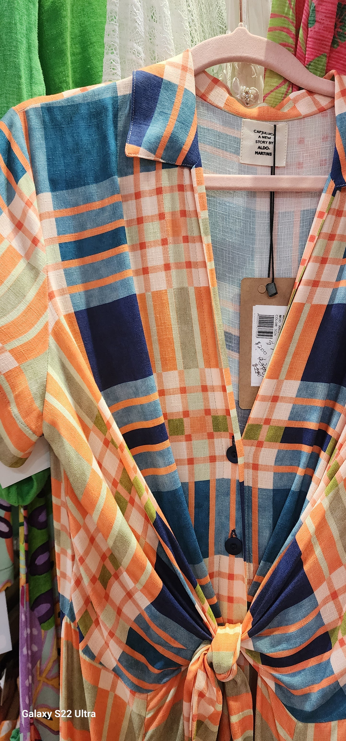 Barcelona Orange Summer tartan maxi dress