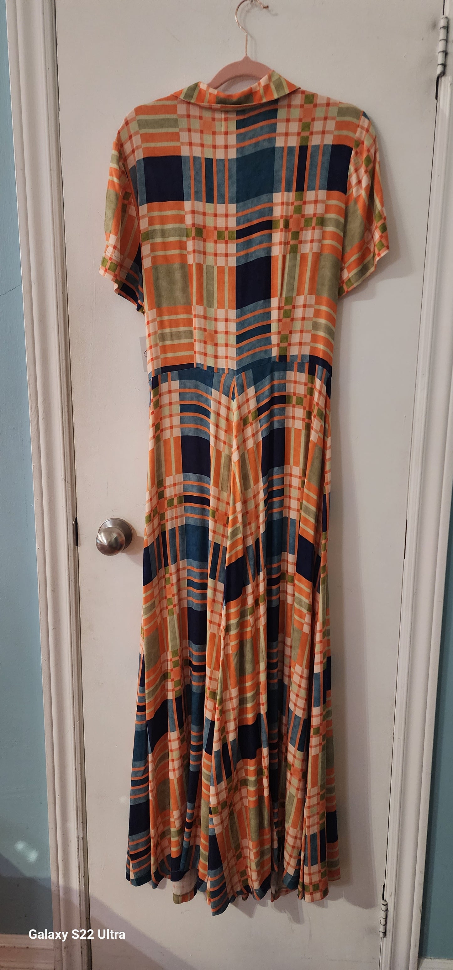 Barcelona Orange Summer tartan maxi dress