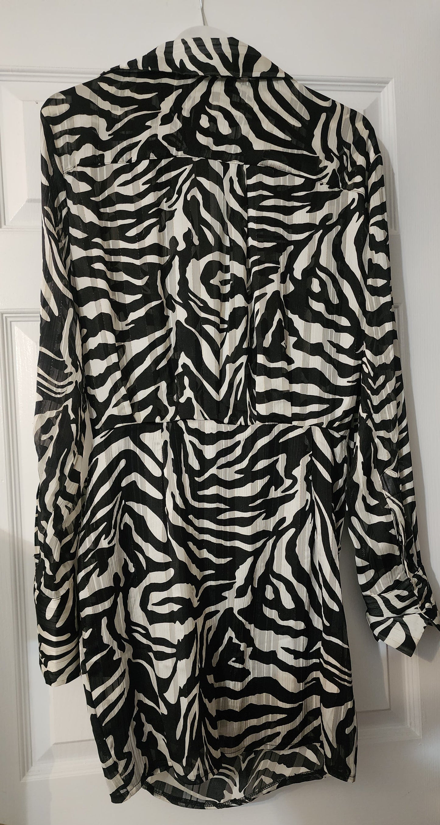 One-of-a-kind zebra mini shirt dress