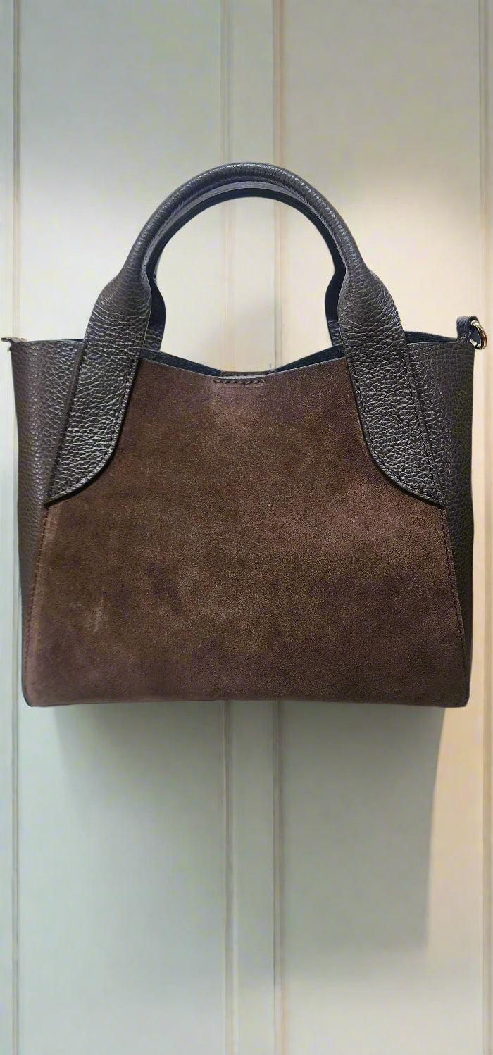 Bag Italian leather and suede convertible tote bag