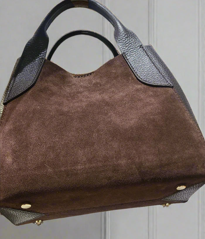 Bag Italian leather and suede convertible tote bag