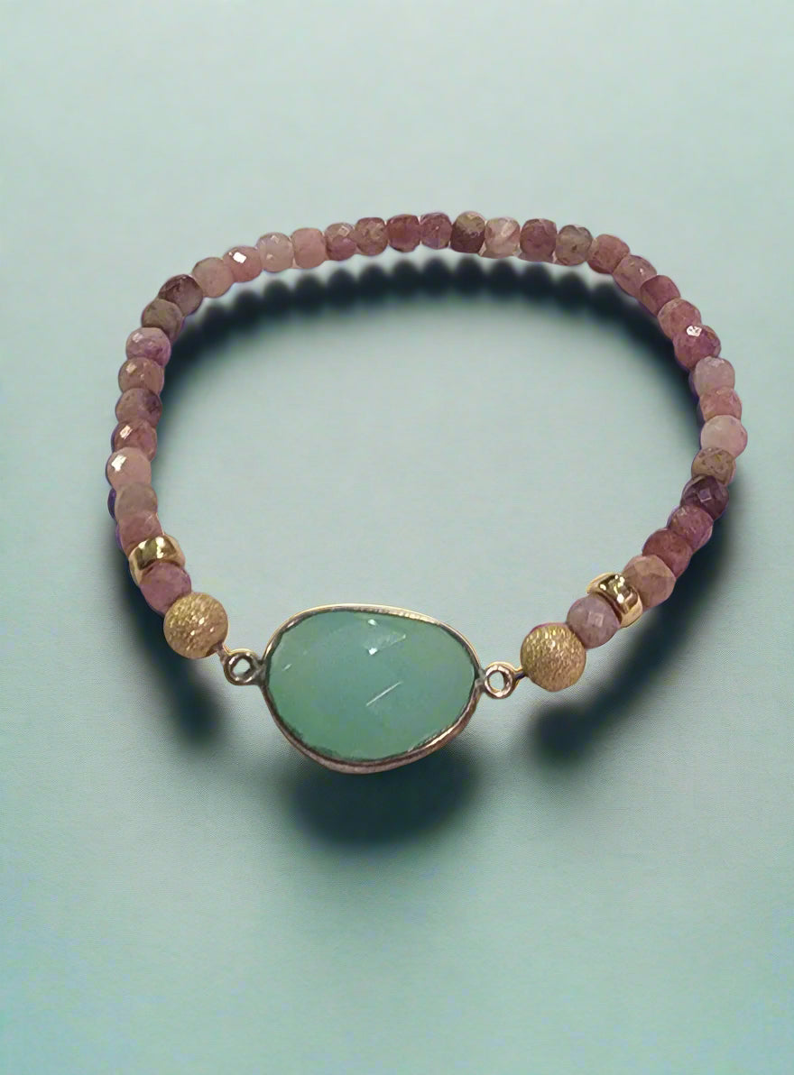 Jewelry Pink tourmaline chalcedony 14kt plated beads