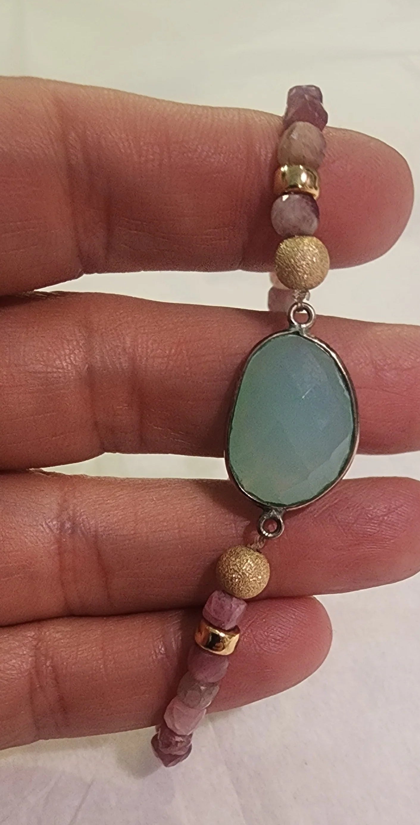 Jewelry Pink tourmaline chalcedony 14kt plated beads