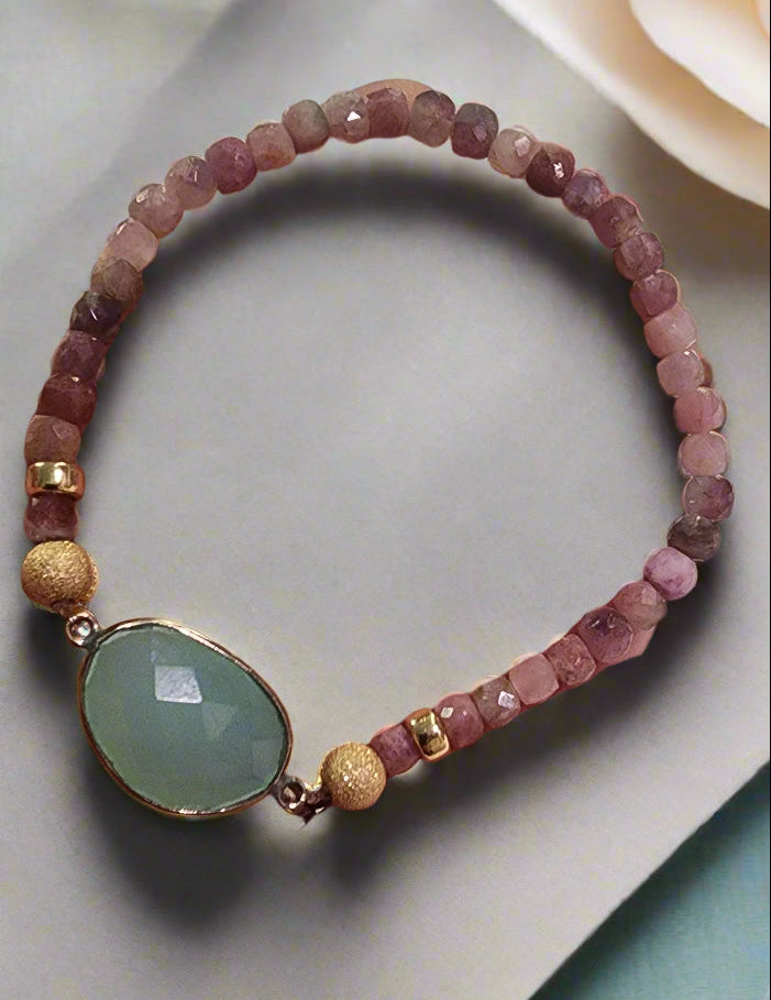 Jewelry Pink tourmaline chalcedony 14kt plated beads