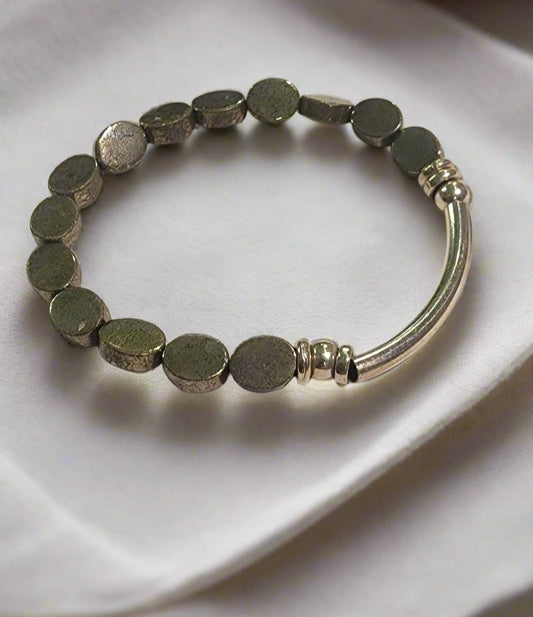 Jewelry Pyrite and 925 silver bracelet