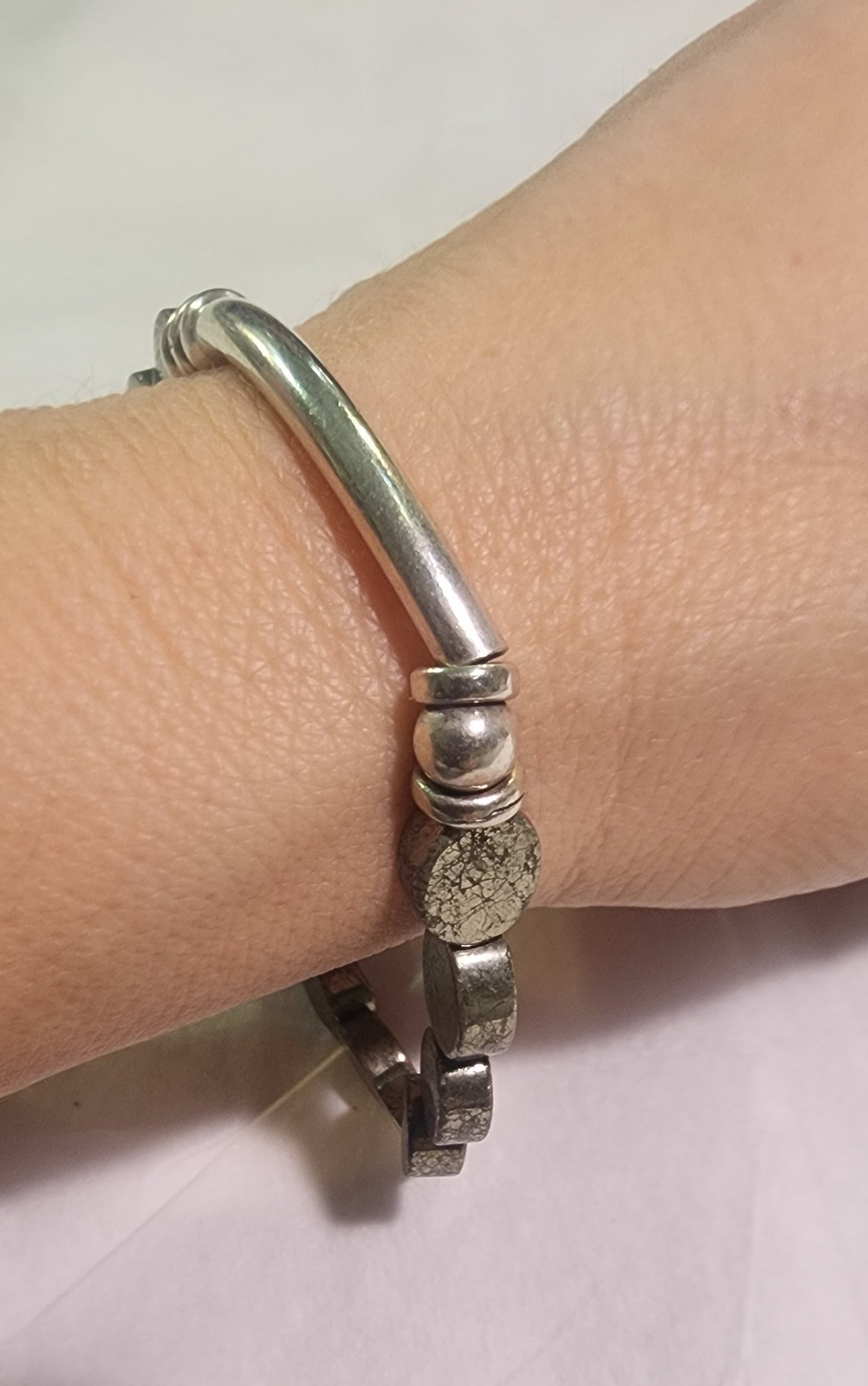 Jewelry Pyrite and 925 silver bracelet