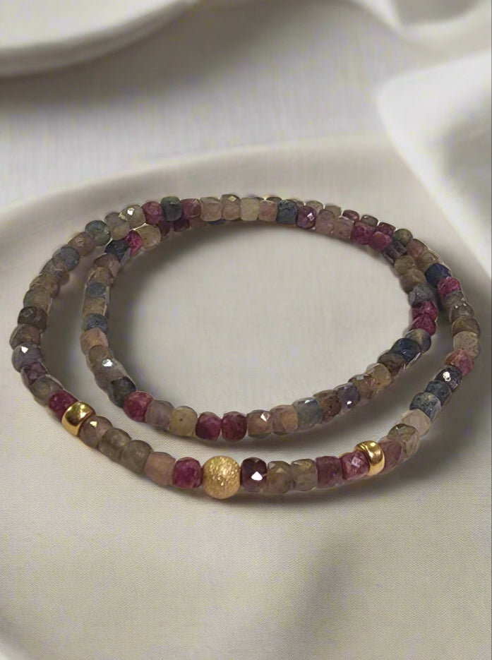 Jewelry Ruby and sapphire double bracelet