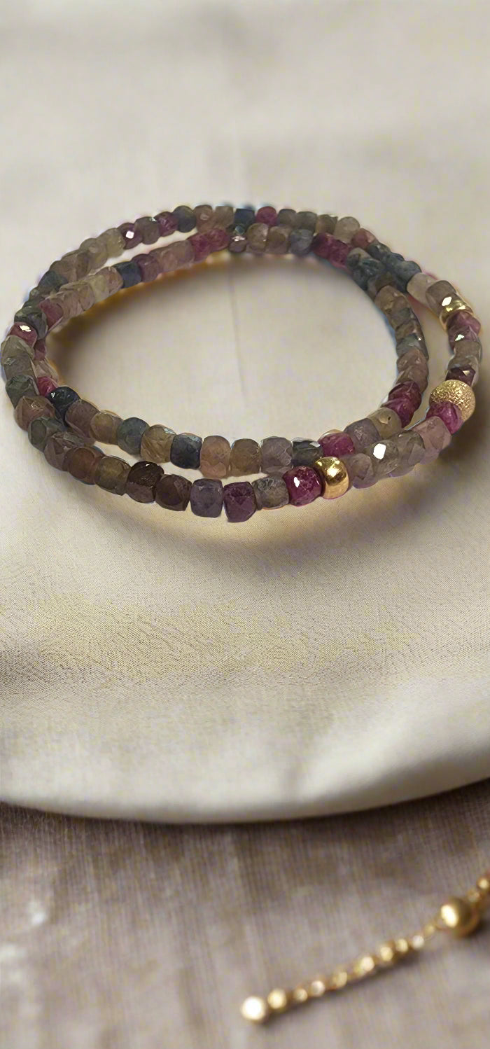 Jewelry Ruby and sapphire double bracelet