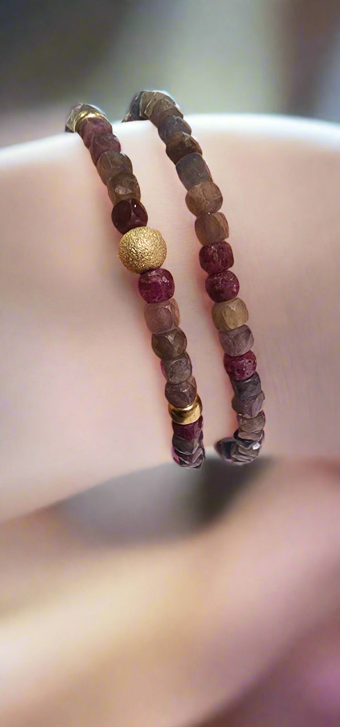 Jewelry Ruby and sapphire double bracelet