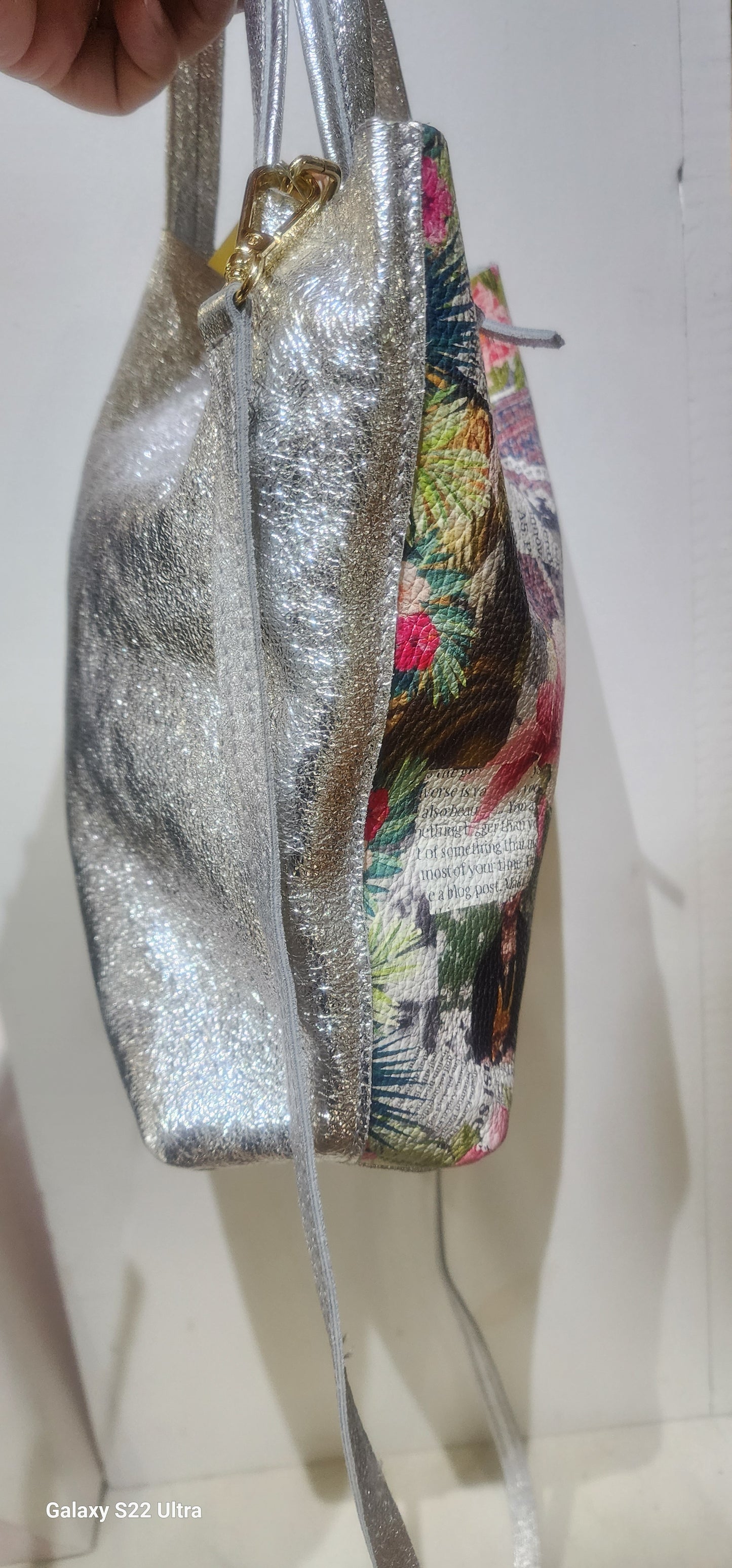 Bag metallic sliver Frieda mini tote crossbody