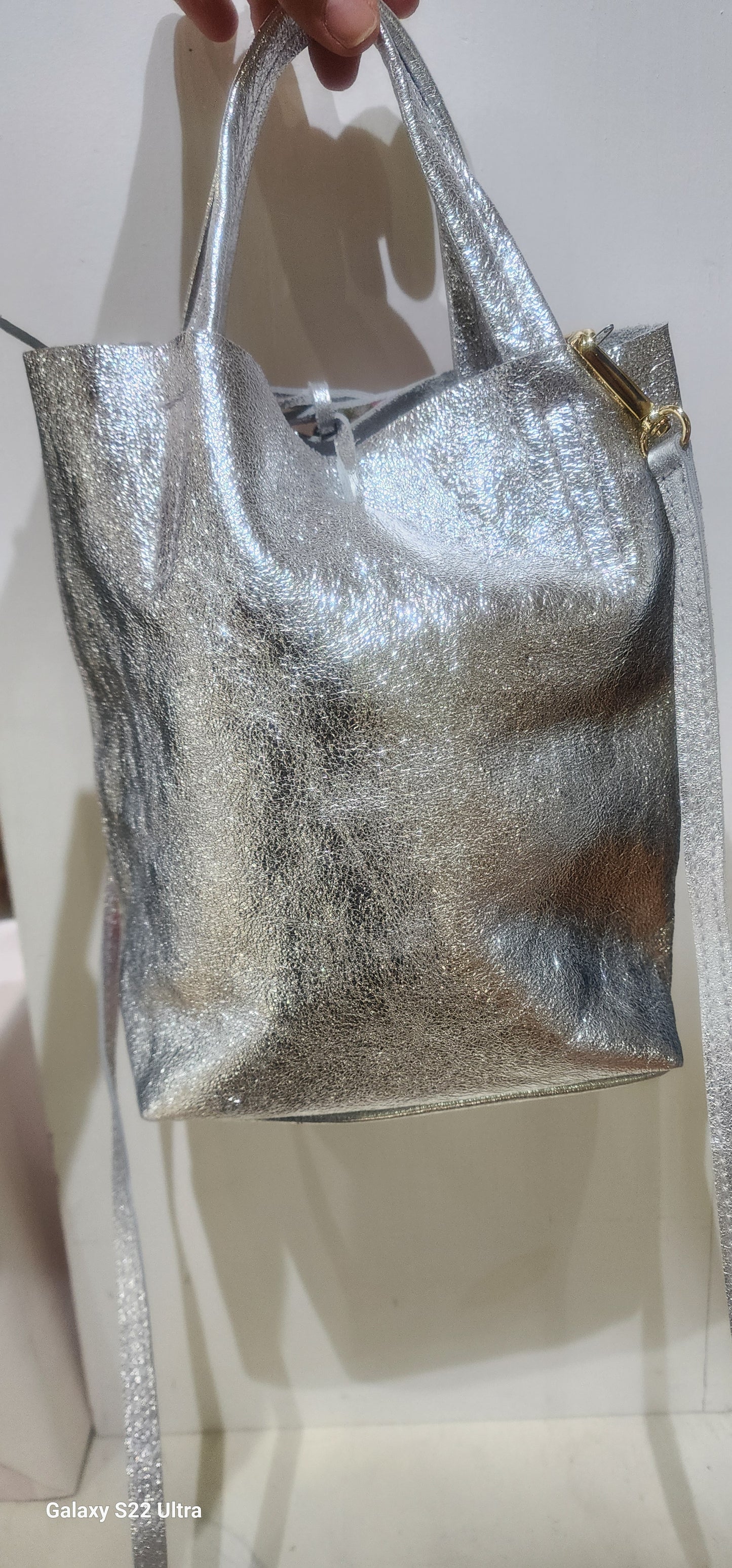 Bag metallic sliver Frieda mini tote crossbody