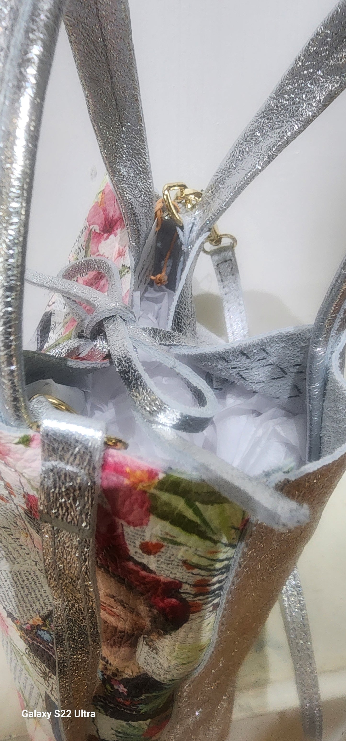 Bag metallic sliver Frieda mini tote crossbody