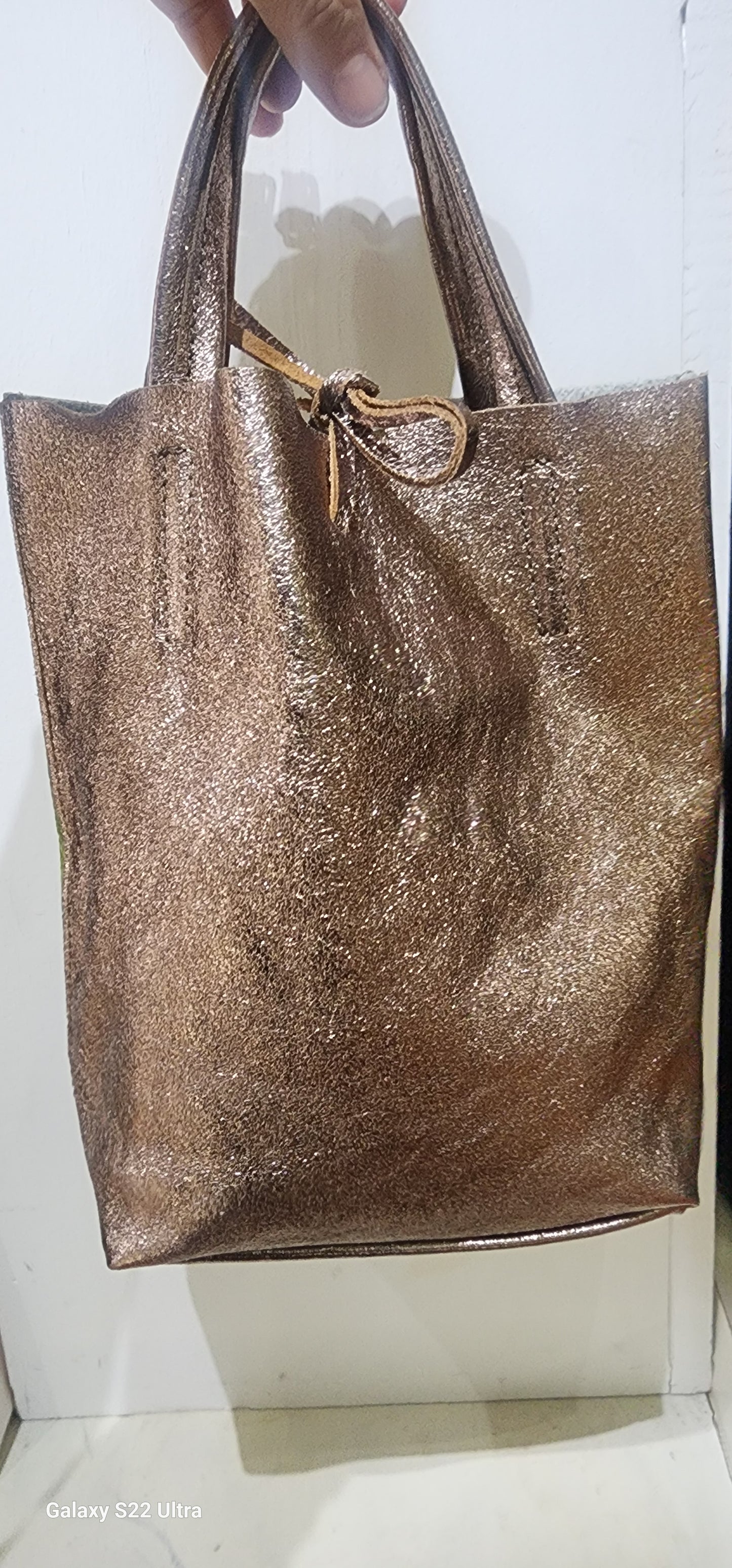 Bag metallic bronze Frieda Mini tote with crossbody