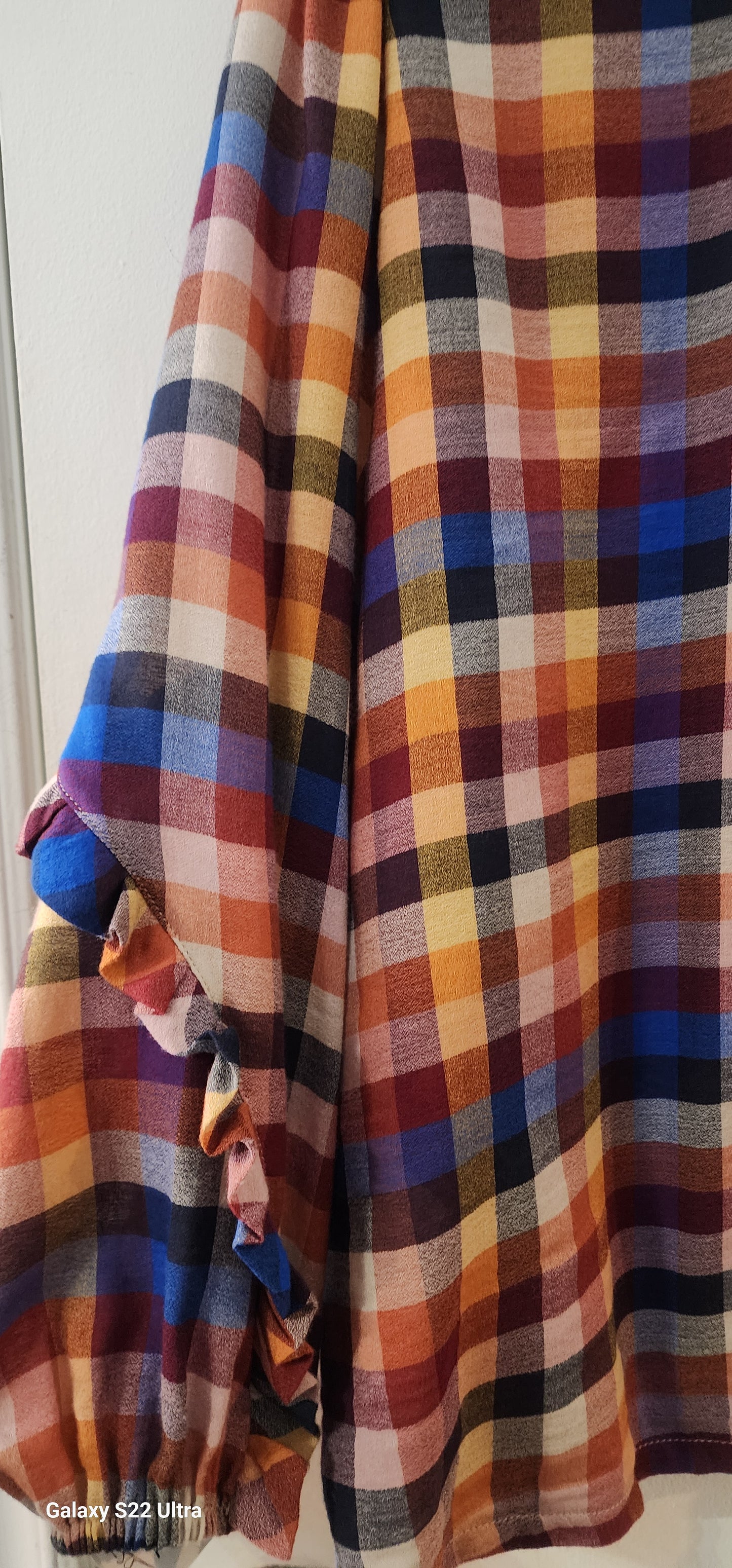 Barcelona Multi Colored Checkered Boho Blouse