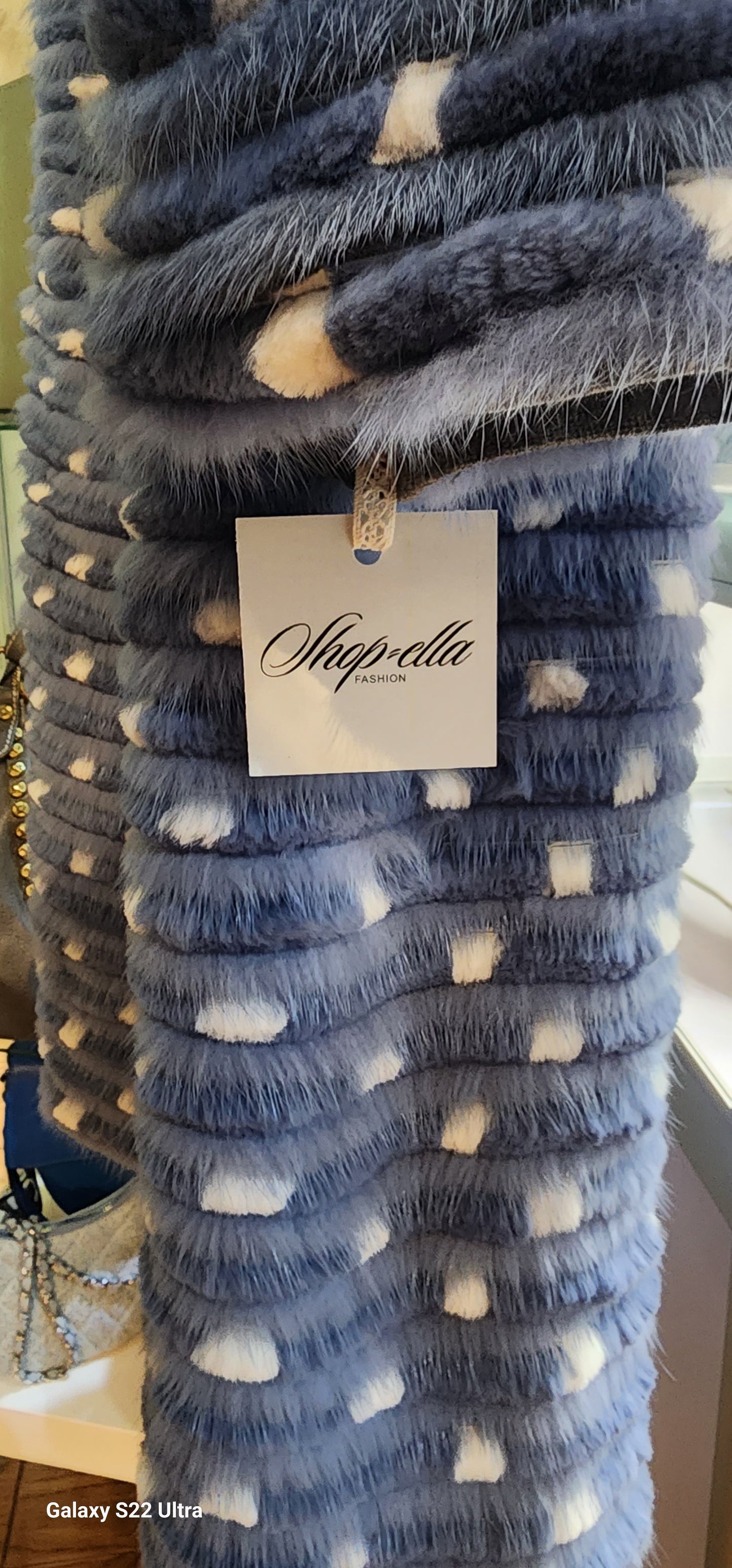 Coat Baby blue Mink coat white dots