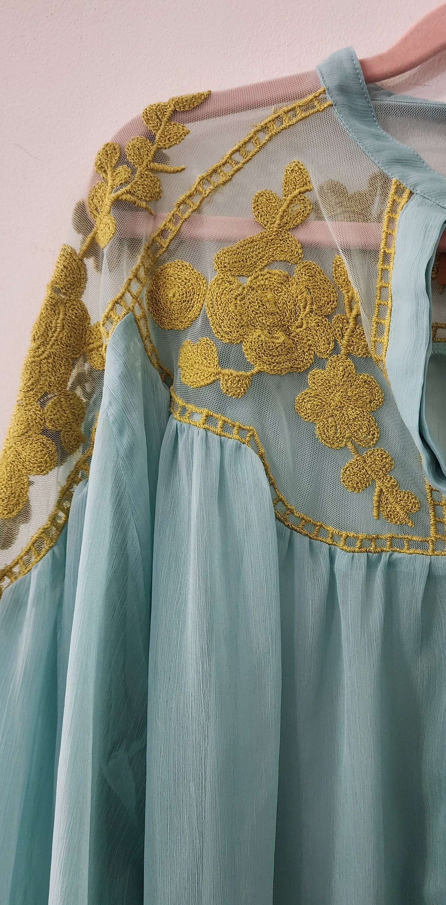 A Baby blue sheer boho blouse