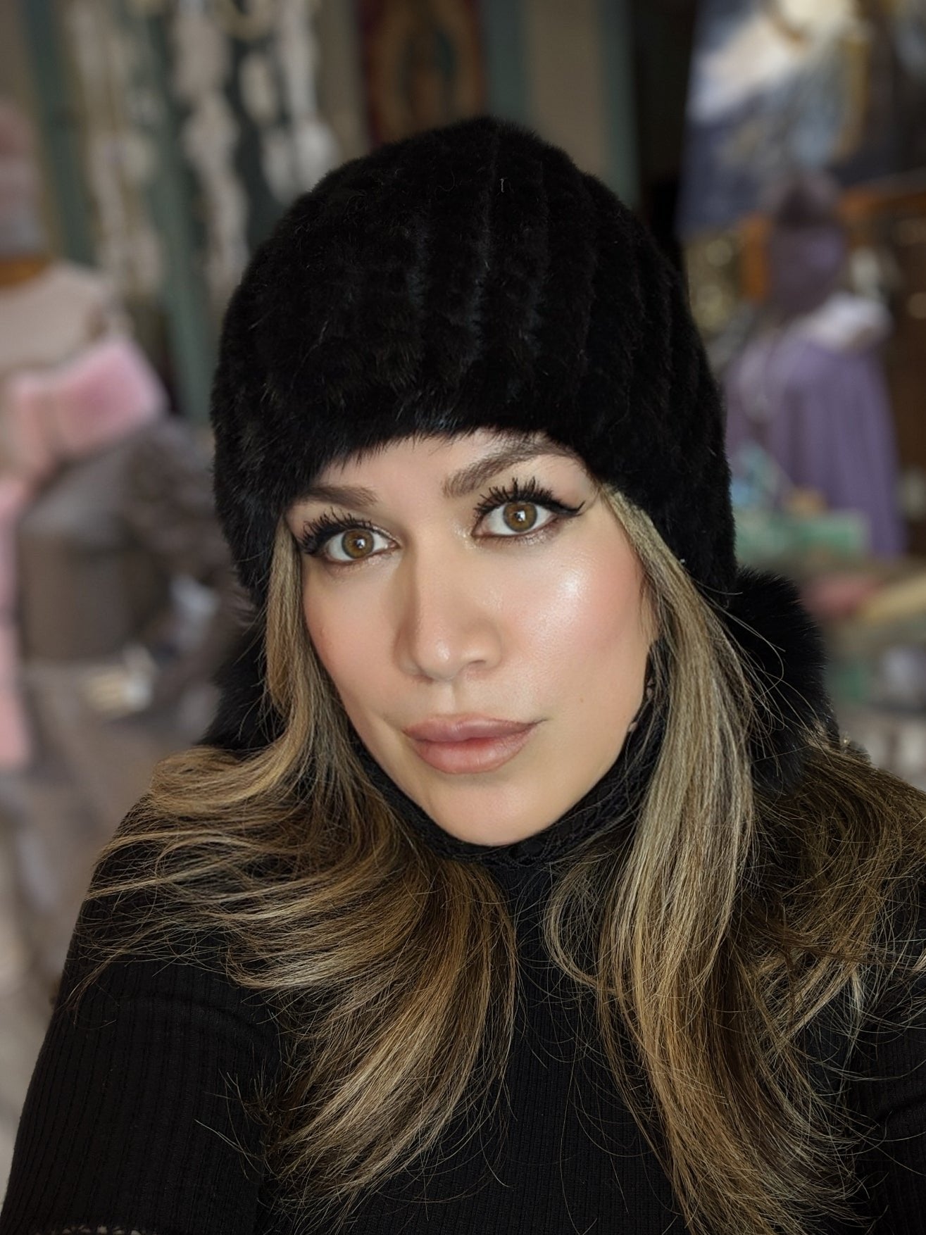 Hat Black Bunny mink