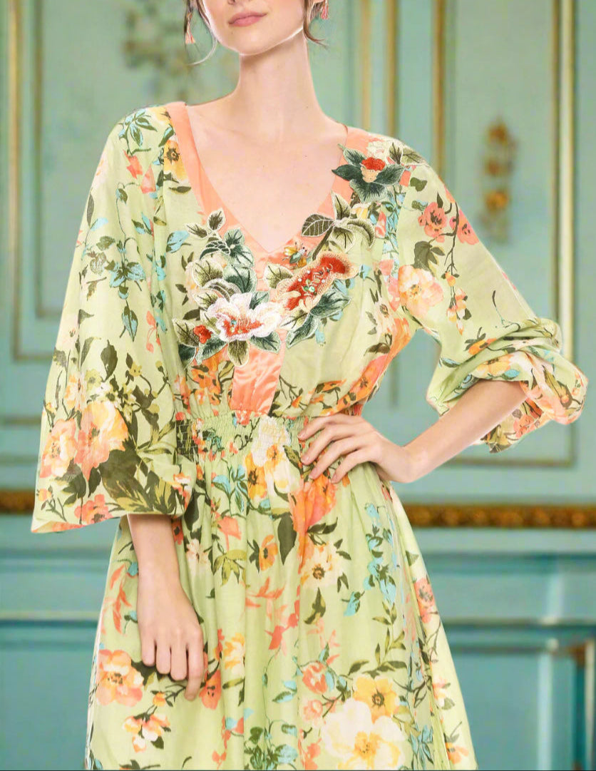 Boho mint green dress S25