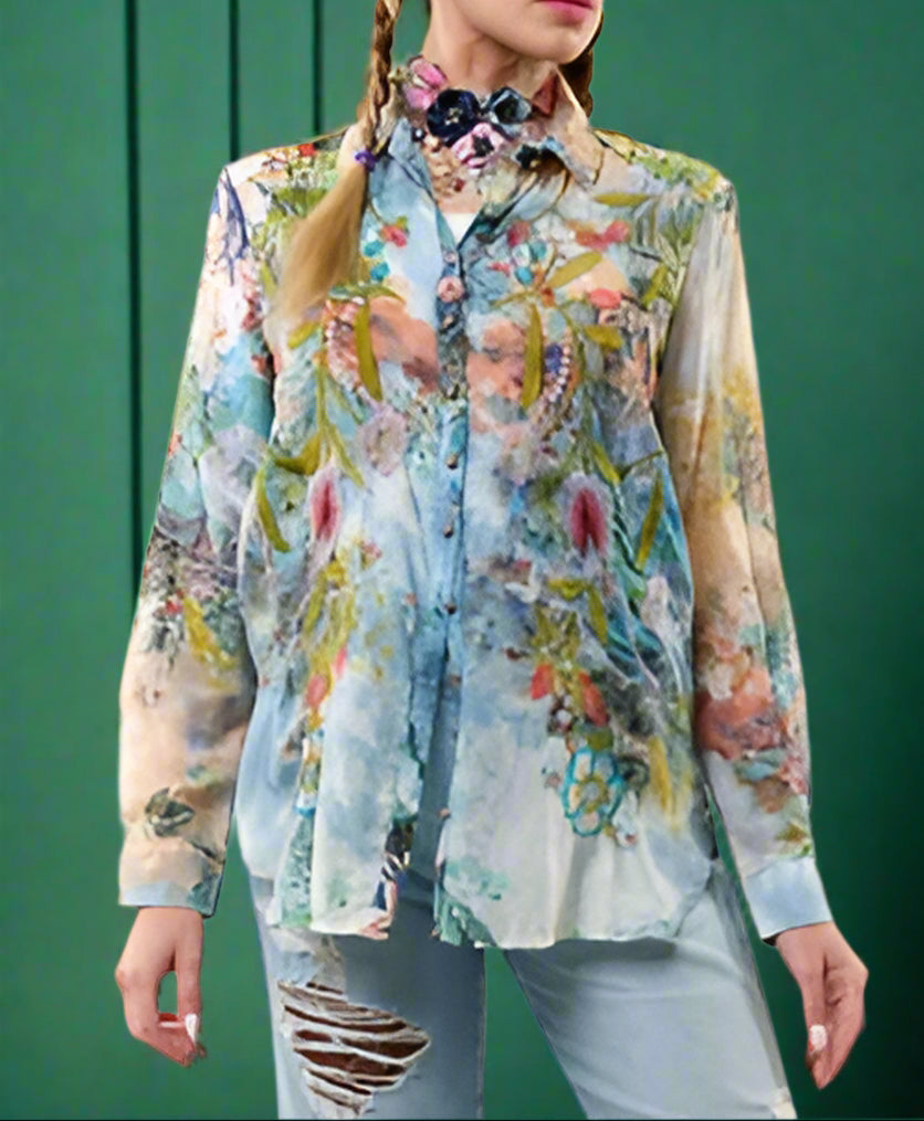 Boho Blu Embroidered Blouse S25