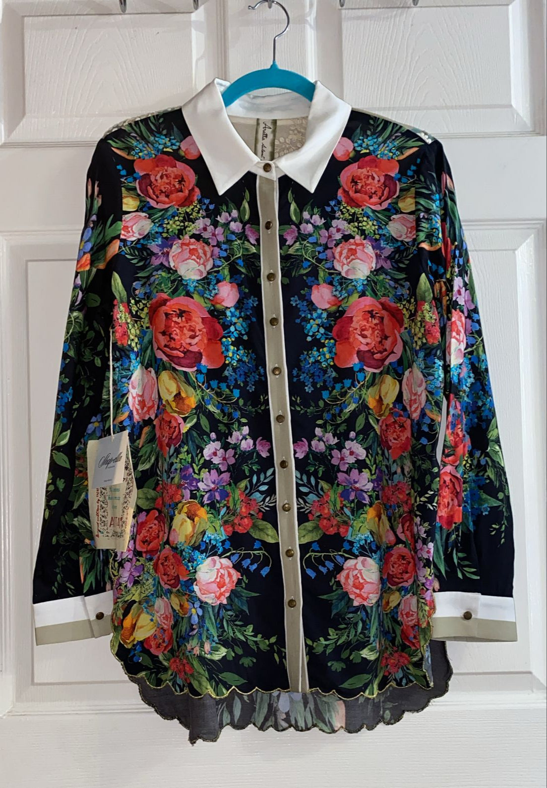 Boho black multi Floral shirt