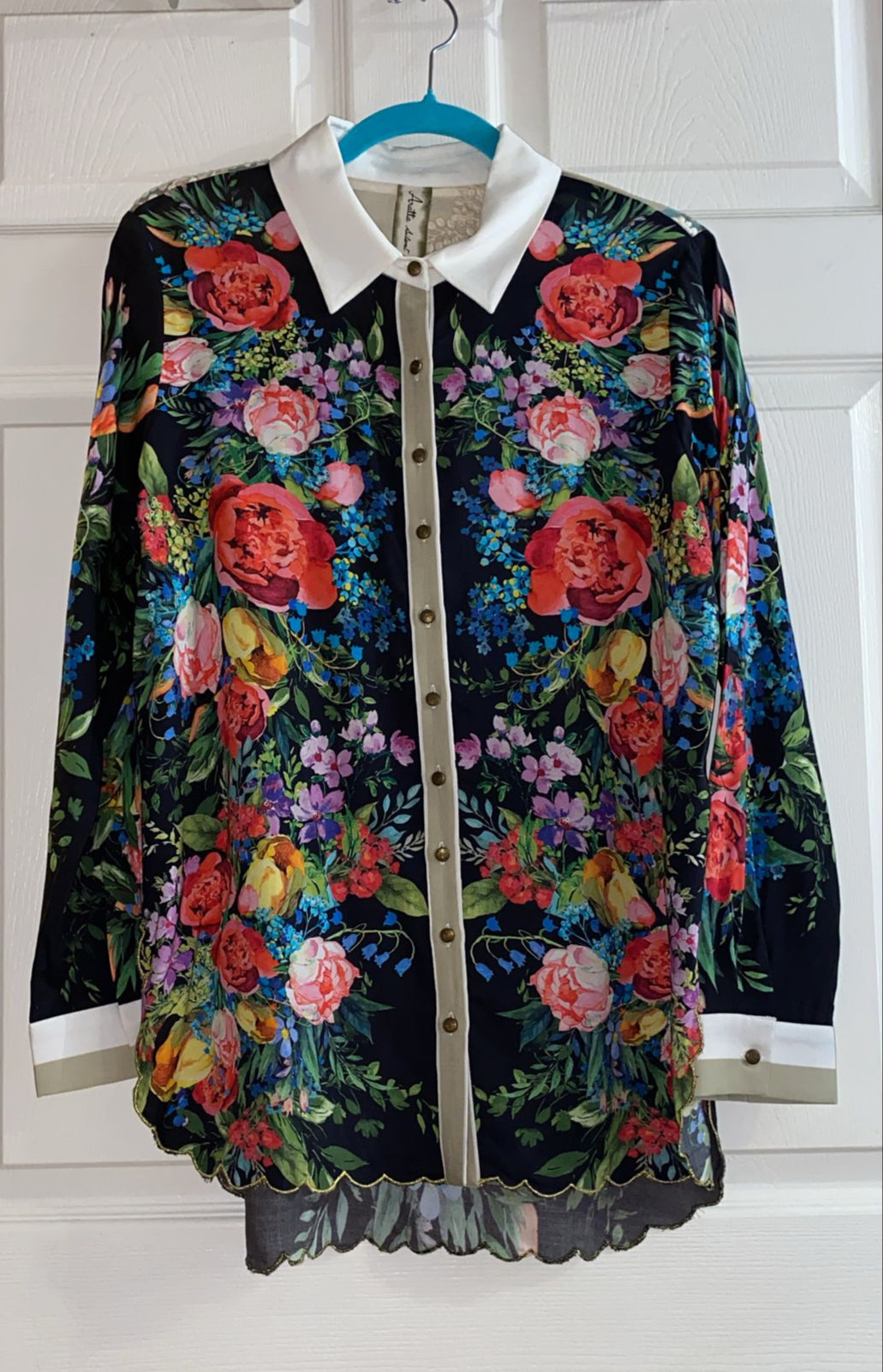 Boho black multi Floral shirt
