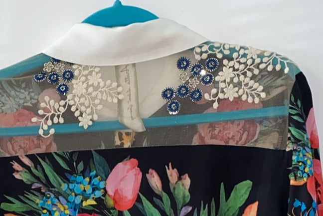 Boho black multi Floral shirt