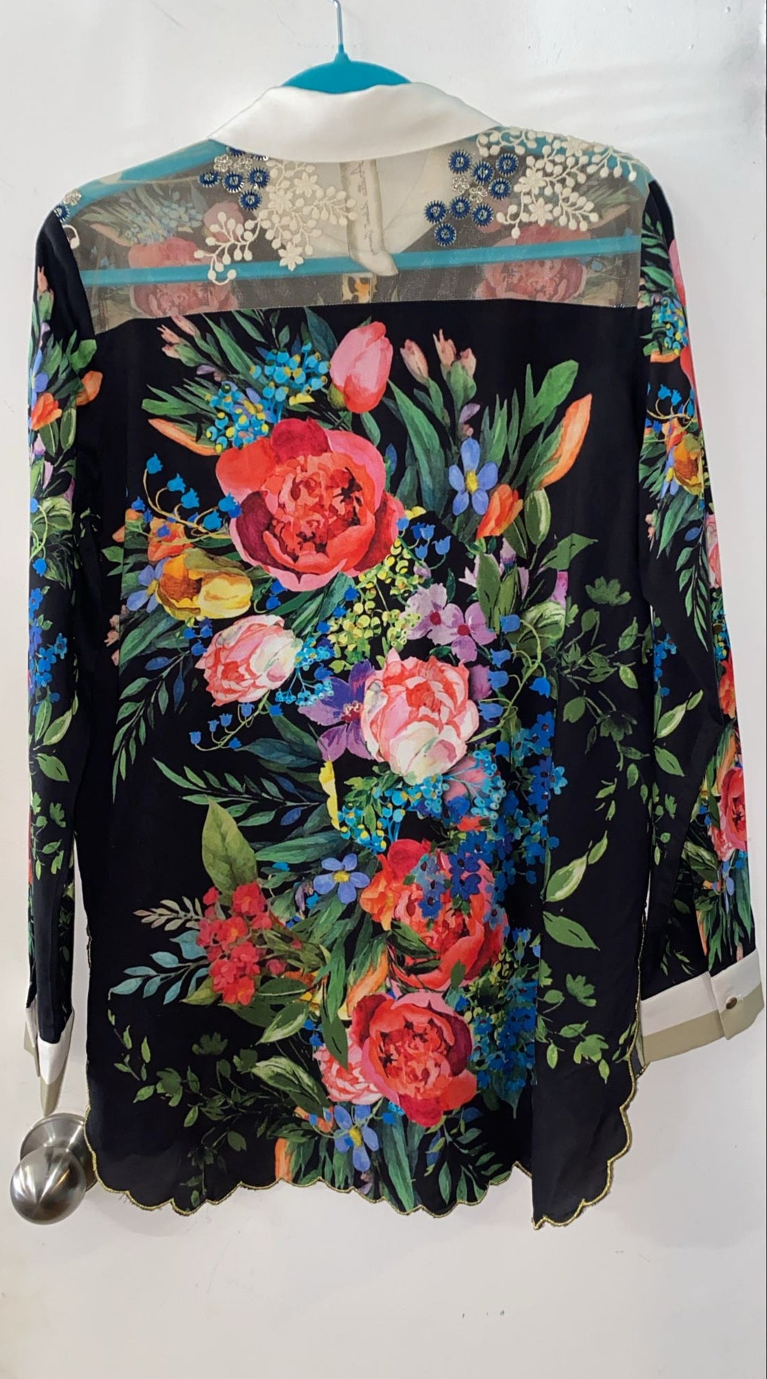 Boho black multi Floral shirt