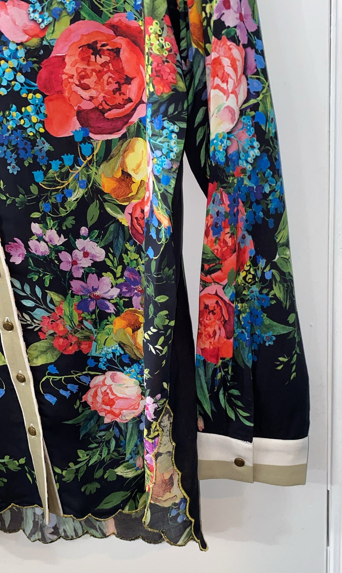 Boho black multi Floral shirt