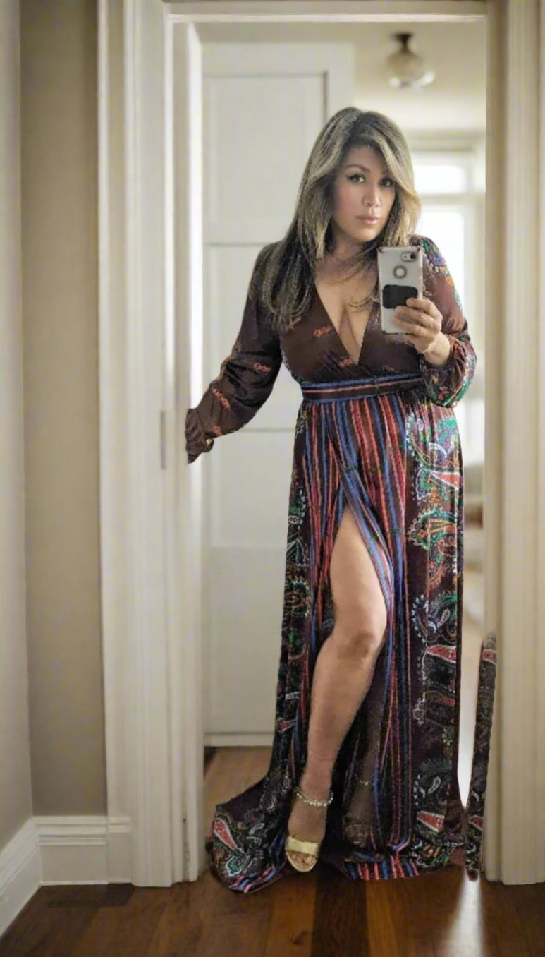 Dress Brown boho maxi dress