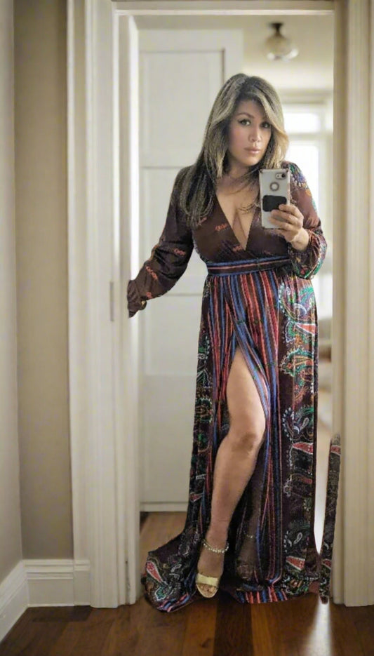 Dress Brown boho maxi dress