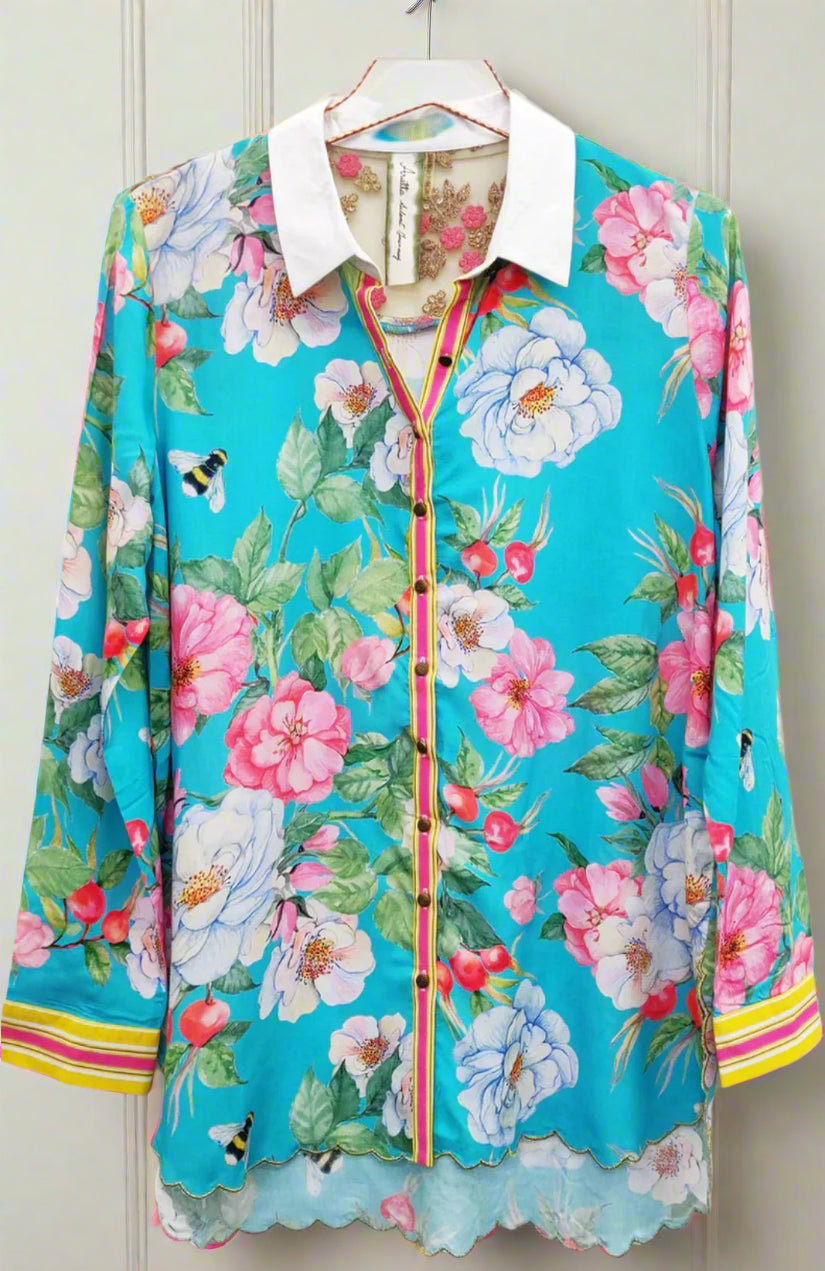 Ready to wear Aqua white rose set