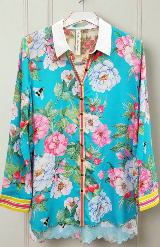 Ready to wear Aqua white rose set